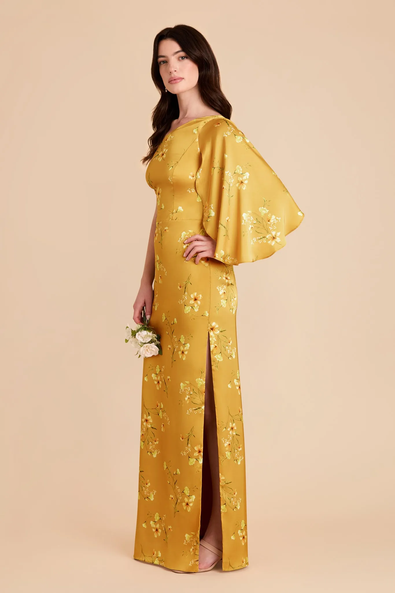 Christine Matte Satin Dress - Marigold Le Fleur sold by Birdy Grey product image thumbnail 3