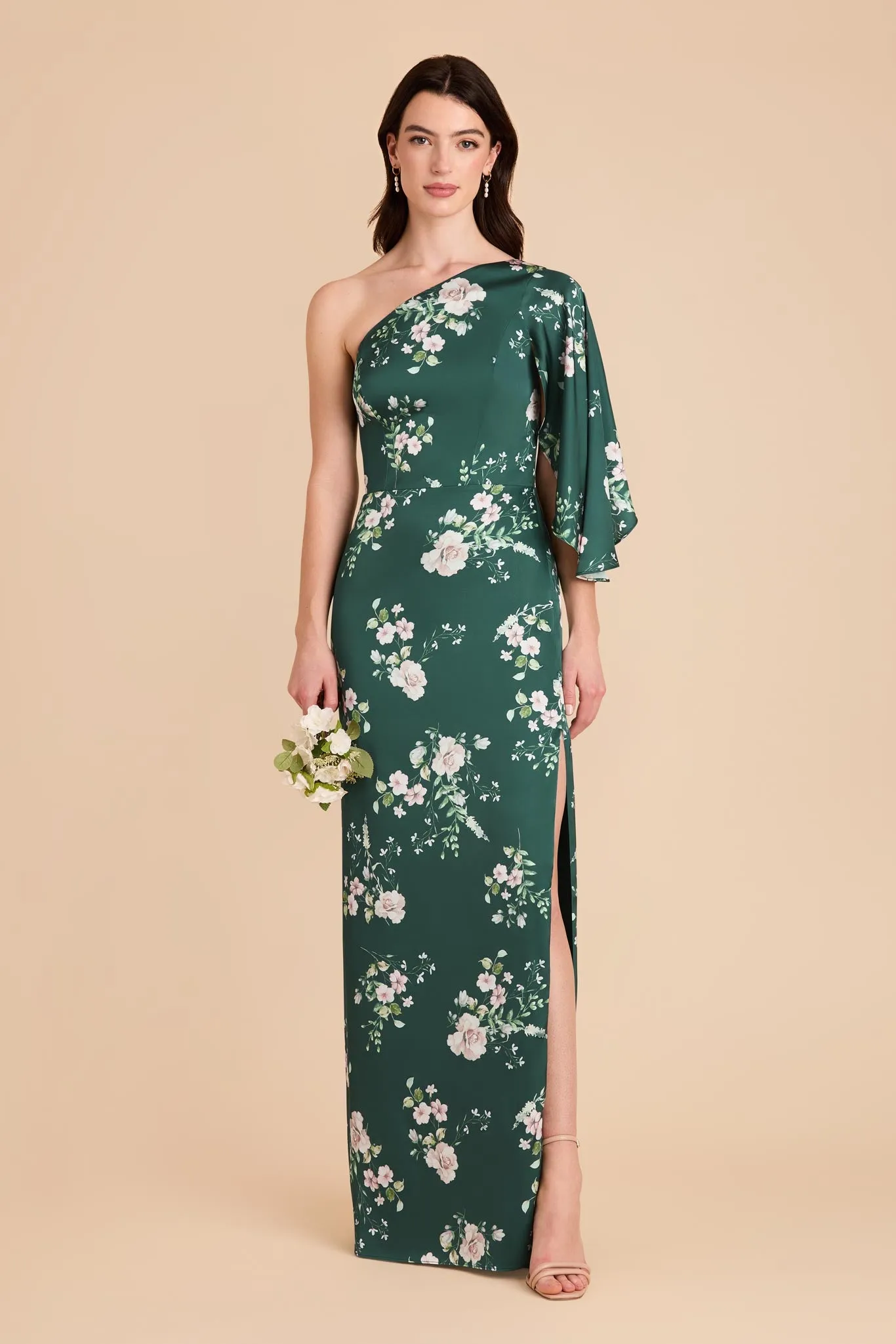 Christine Matte Satin Dress - Emerald Garden Party sold by Birdy Grey