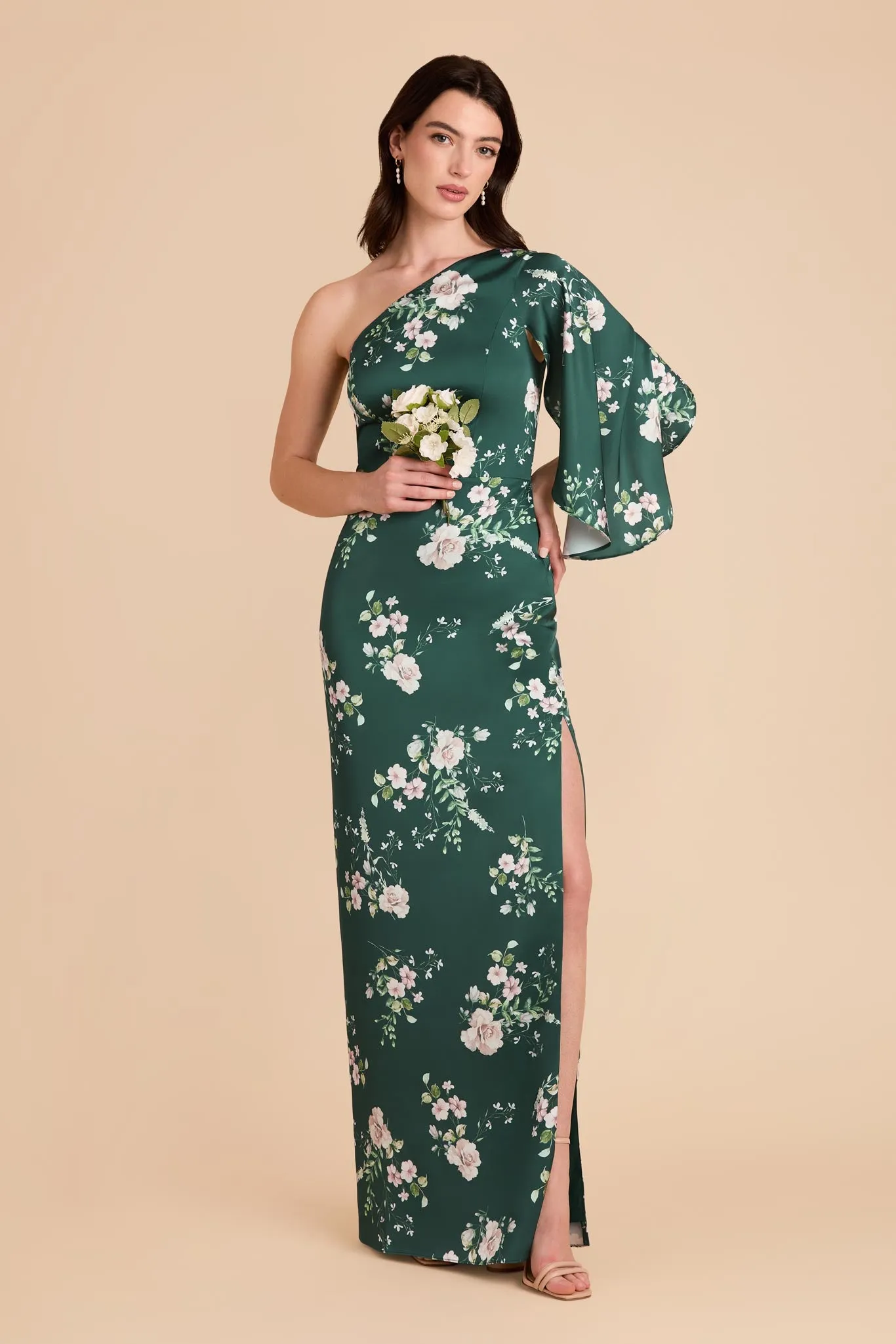 Christine Matte Satin Dress - Emerald Garden Party sold by Birdy Grey product image thumbnail 2