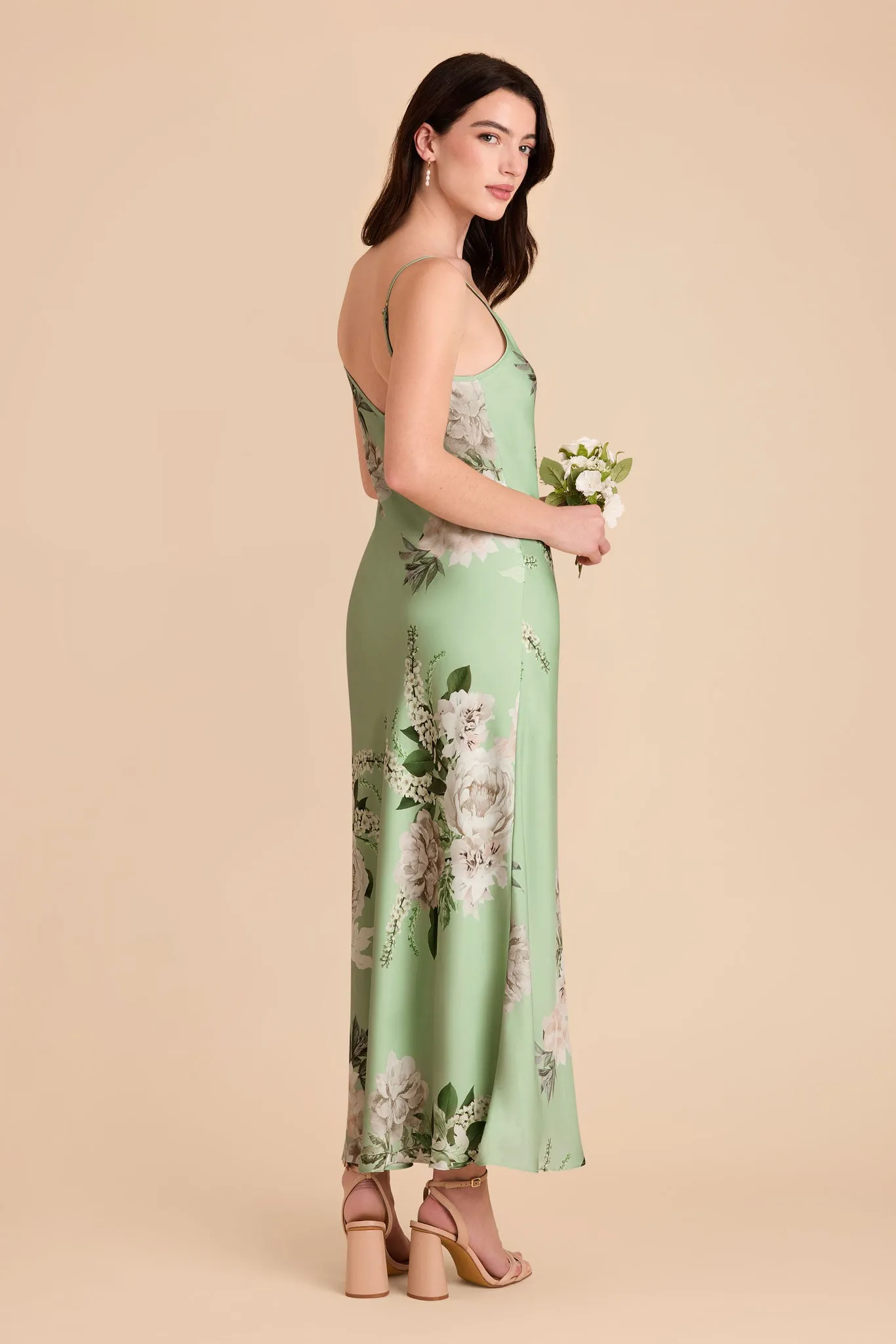 Alice Matte Satin Dress - Pistachio Garden Bloom sold by Birdy Grey product image thumbnail 3