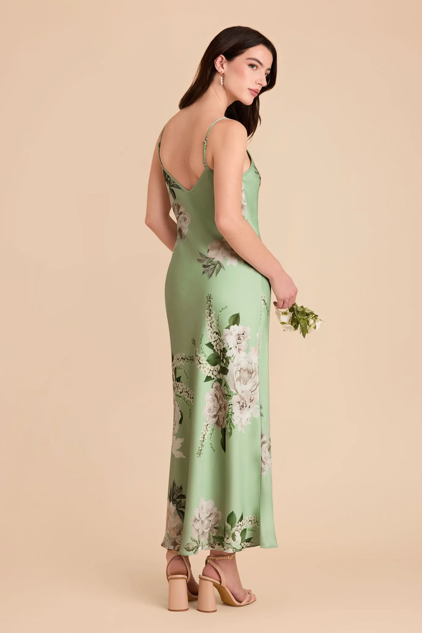 Alice Matte Satin Dress - Pistachio Garden Bloom sold by Birdy Grey product image thumbnail 4