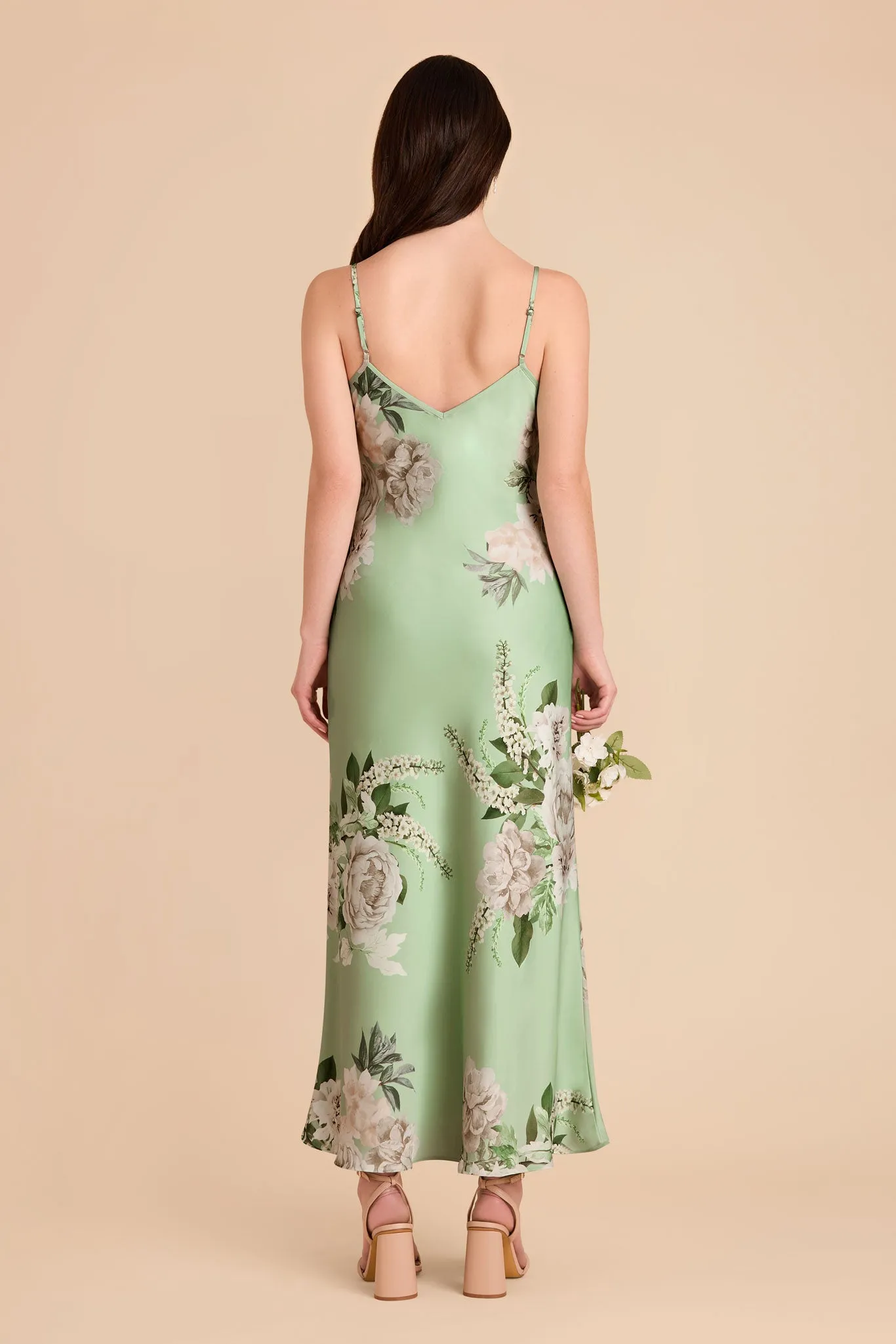 Alice Matte Satin Dress - Pistachio Garden Bloom sold by Birdy Grey product image thumbnail 5