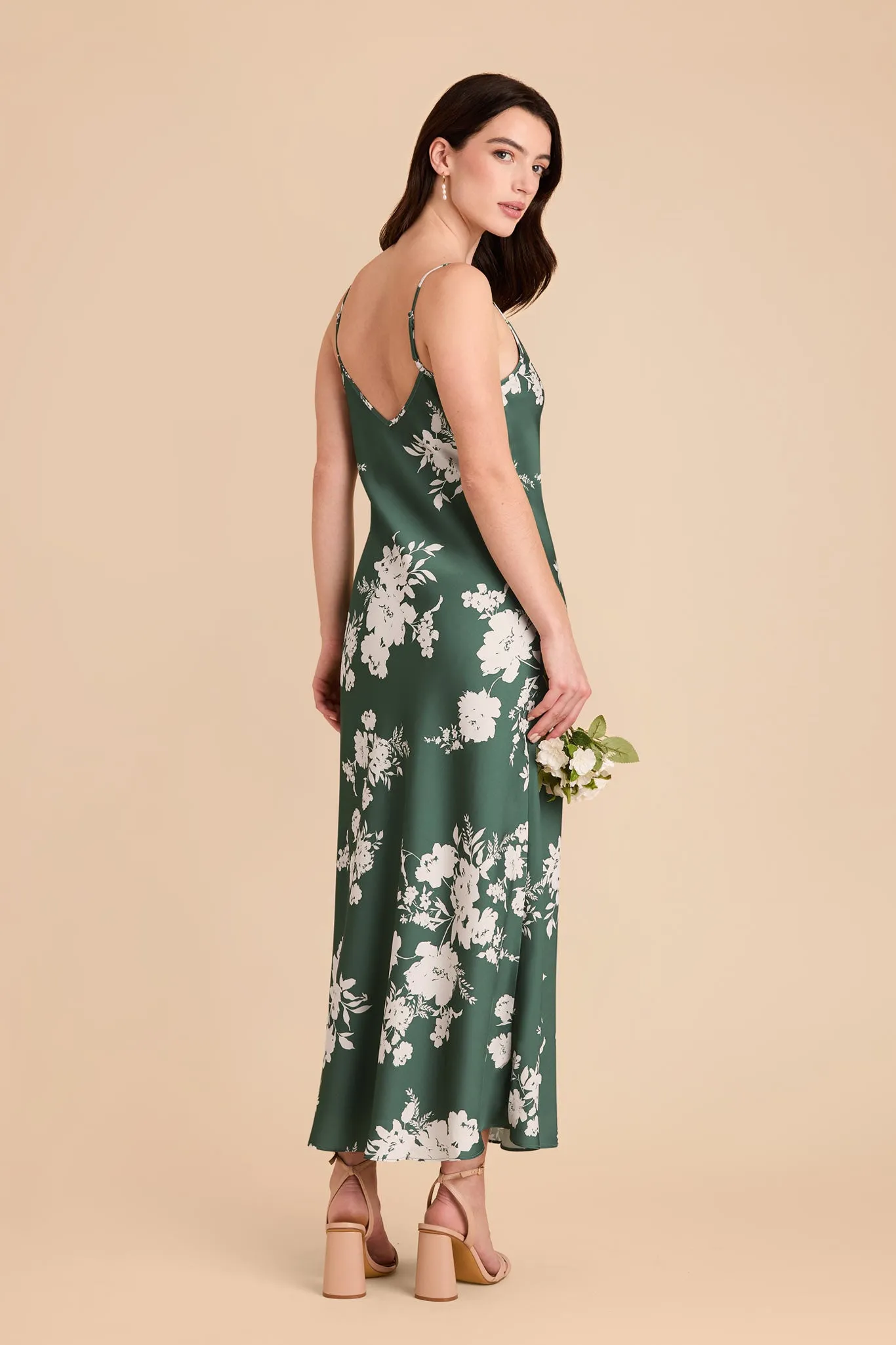 Alice Matte Satin Dress - Eucalyptus Whimsical Blooms sold by Birdy Grey product image thumbnail 3