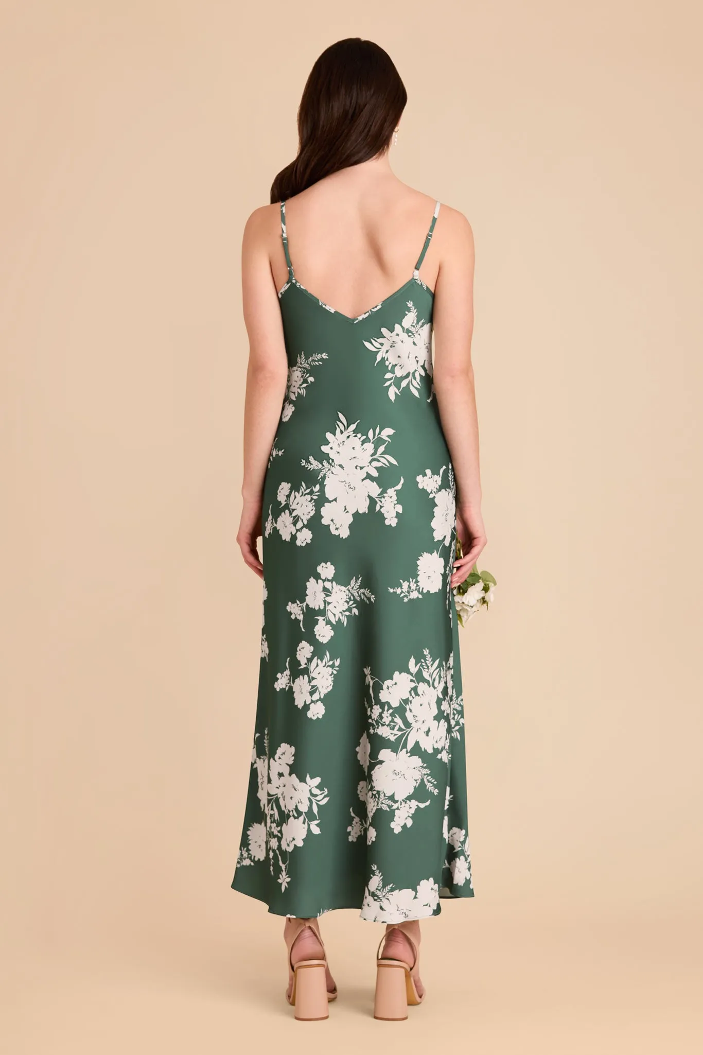 Alice Matte Satin Dress - Eucalyptus Whimsical Blooms sold by Birdy Grey product image thumbnail 4