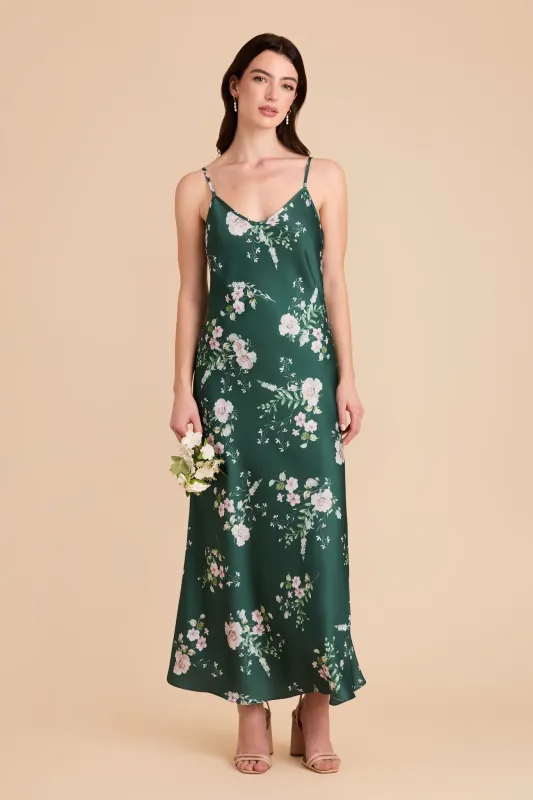 Alice Matte Satin Dress - Emerald Garden Party sold by Birdy Grey