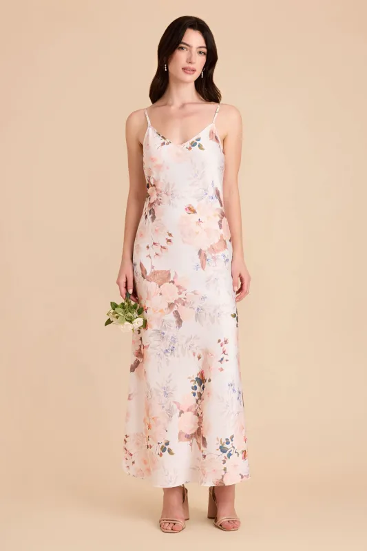 Alice Matte Satin Dress - Champagne Cascadia Bouquet sold by Birdy Grey
