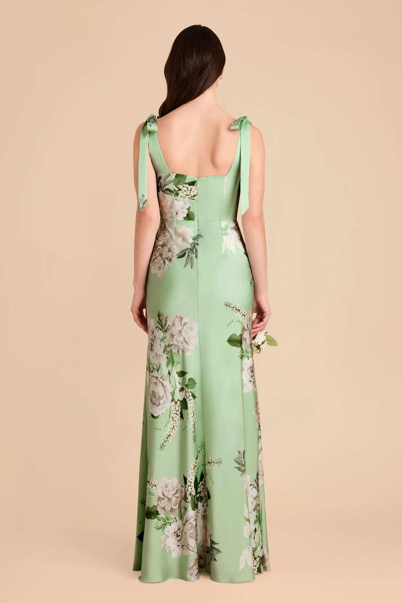 Alex Convertible Dress Matte Satin - Pistachio Garden Bloom sold by Birdy Grey product image thumbnail 5