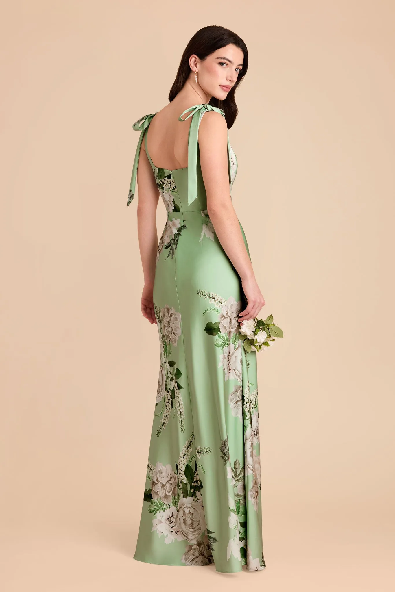Alex Convertible Dress Matte Satin - Pistachio Garden Bloom sold by Birdy Grey product image thumbnail 4