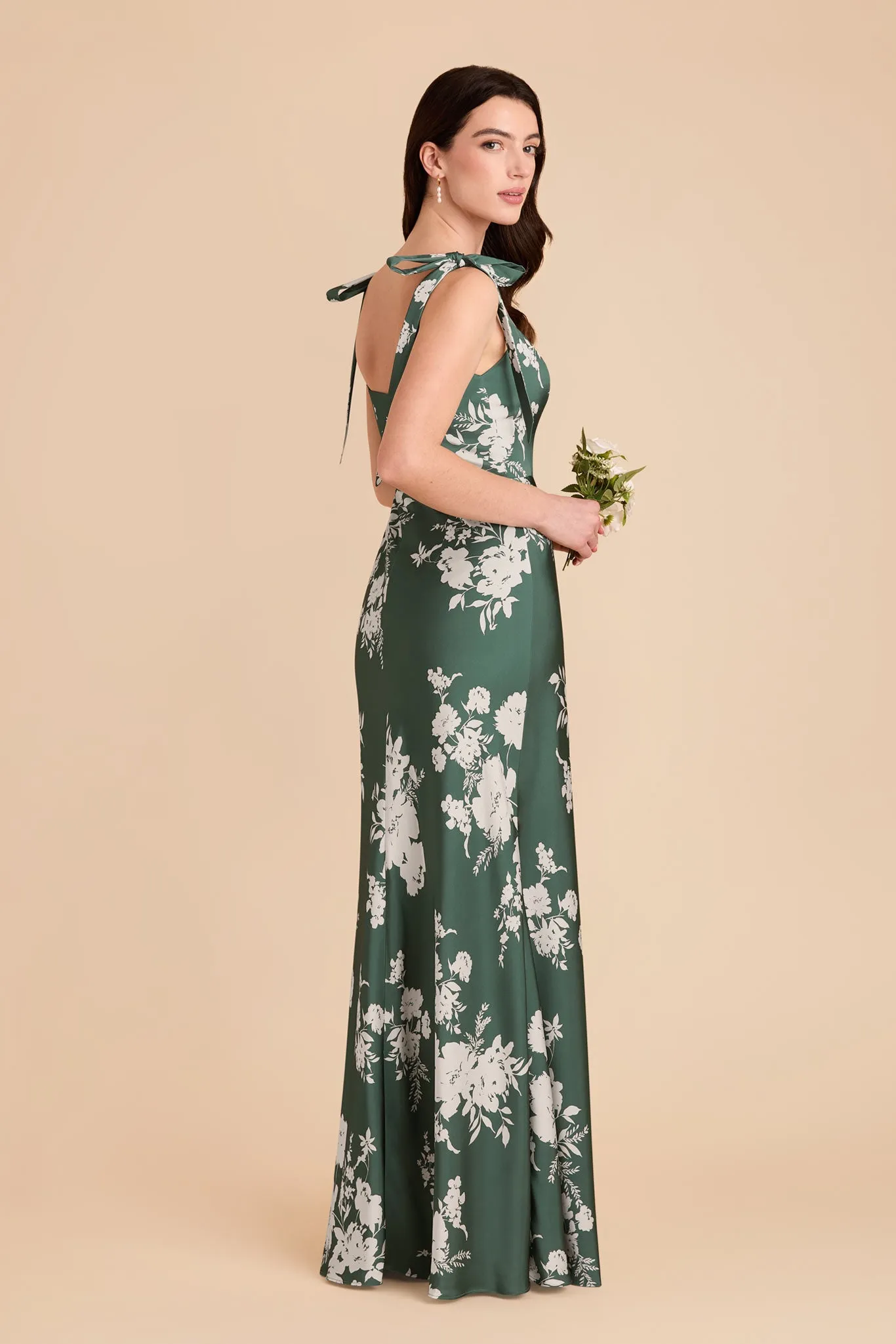 Alex Convertible Dress Matte Satin - Eucalyptus Whimsical Blooms sold by Birdy Grey product image thumbnail 4