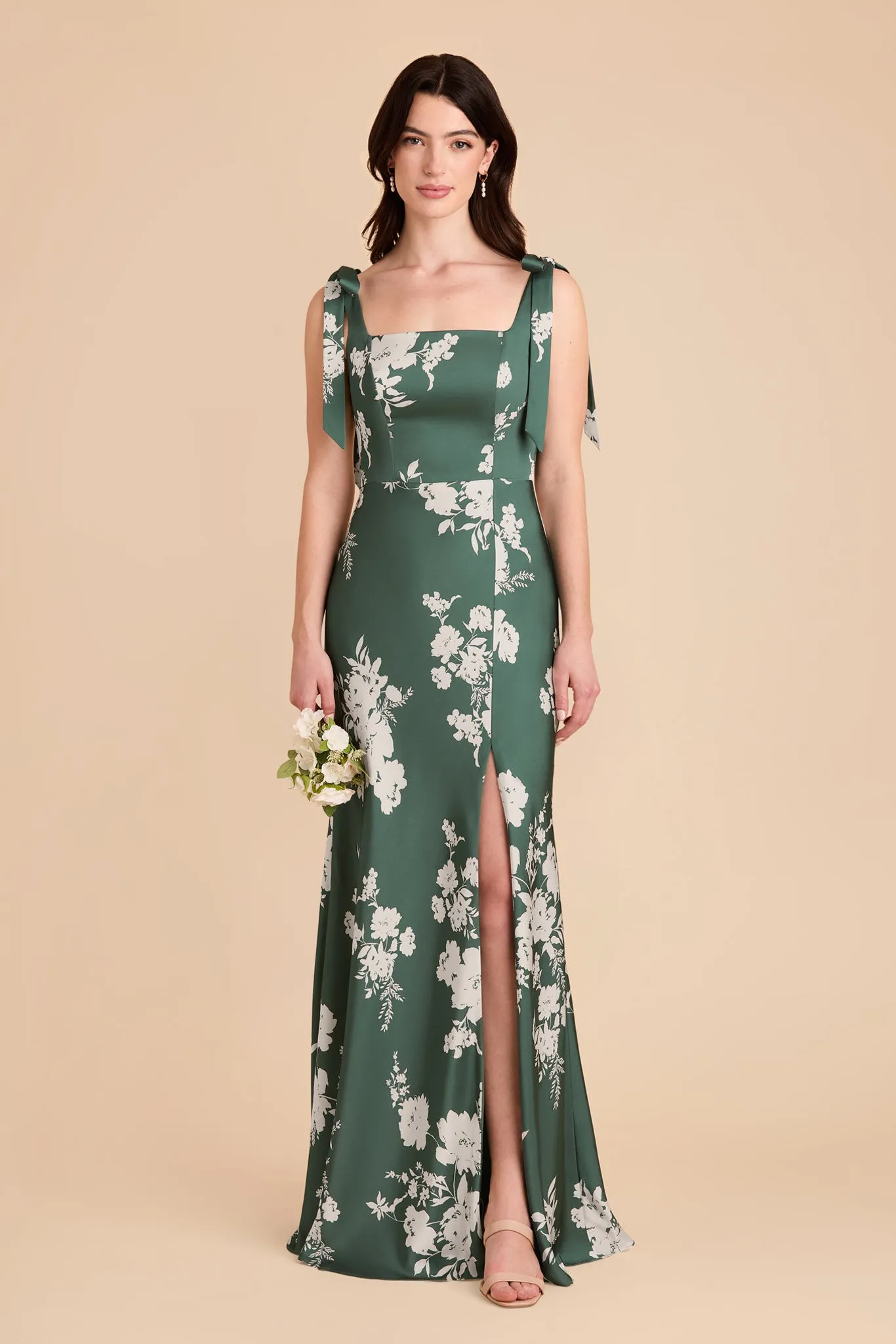 Alex Convertible Dress Matte Satin - Eucalyptus Whimsical Blooms sold by Birdy Grey