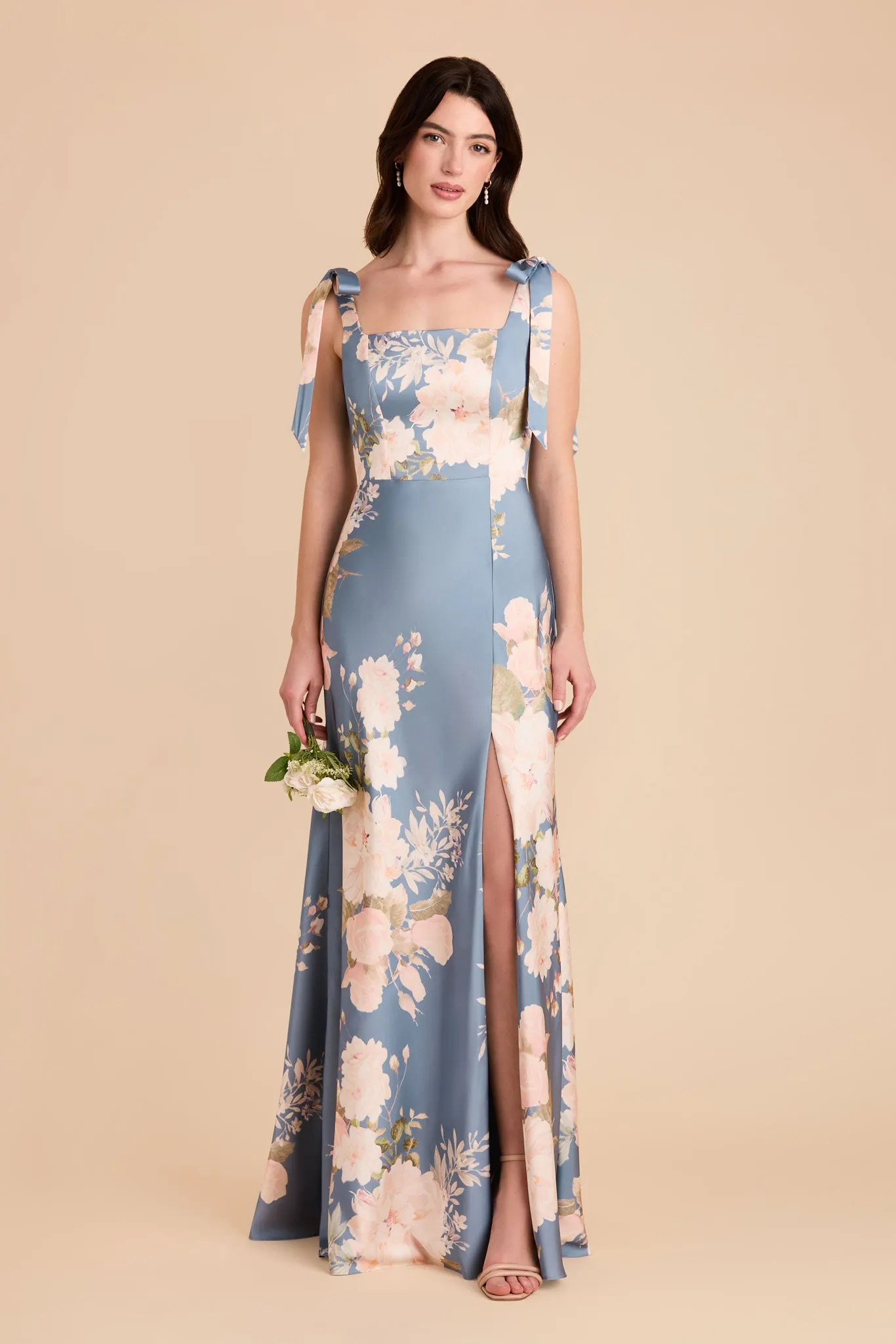 Alex Convertible Dress Matte Satin - Dusty Blue Romantic Bouquet sold by Birdy Grey product image thumbnail 3