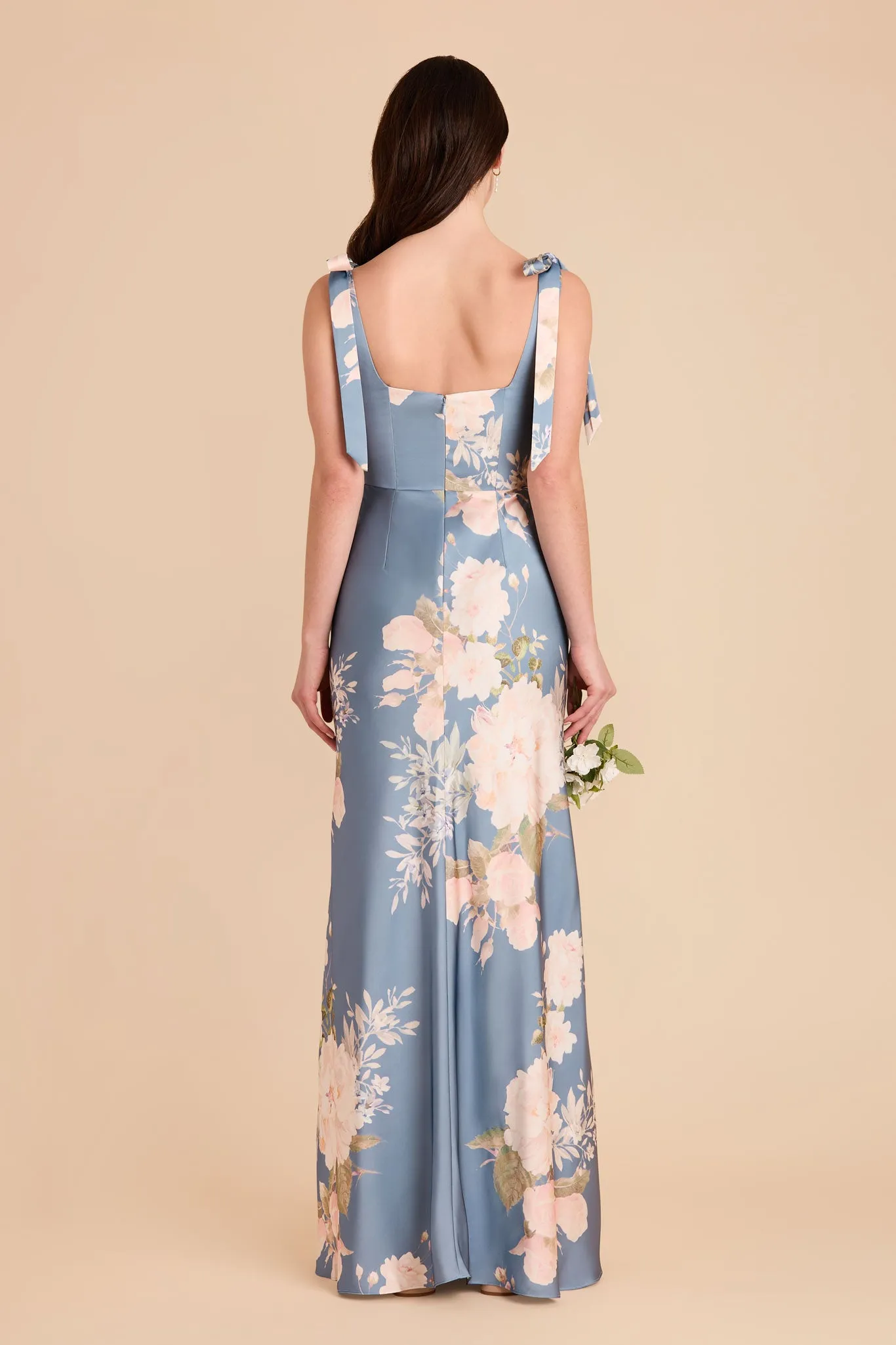 Alex Convertible Dress Matte Satin - Dusty Blue Romantic Bouquet sold by Birdy Grey product image thumbnail 5