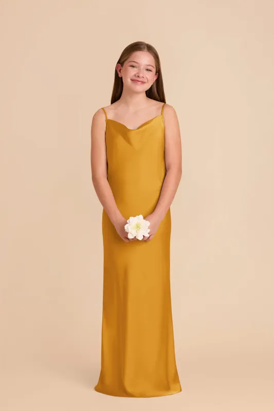 Elisa Junior Matte Satin Dress - Butterscotch sold by Birdy Grey