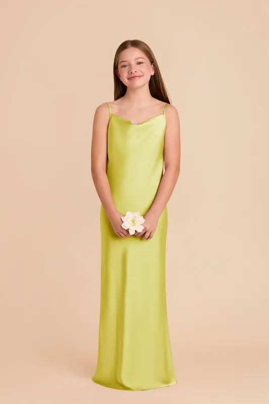 Elisa Junior Matte Satin Dress - Chartreuse sold by Birdy Grey