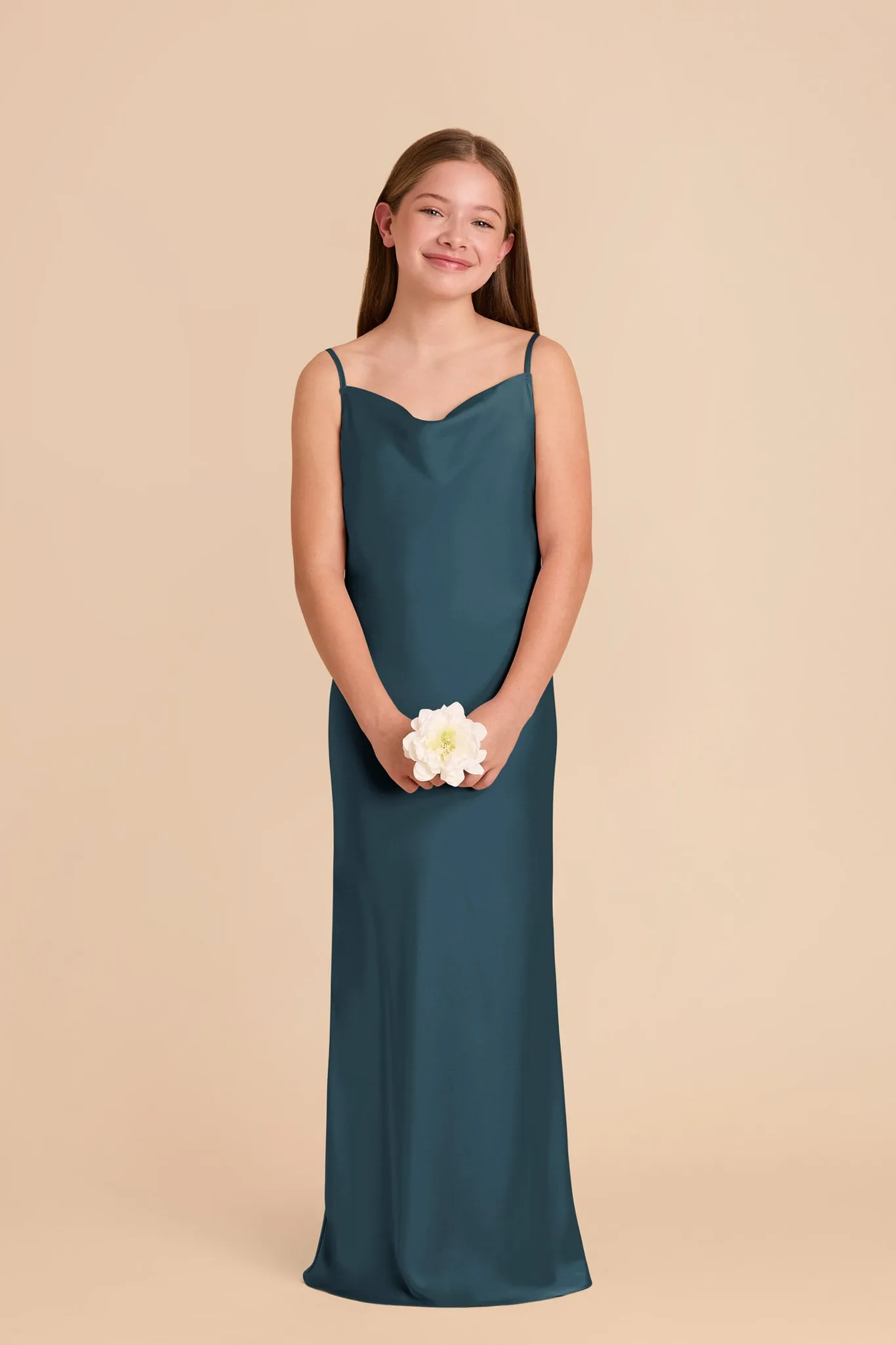 Elisa Junior Matte Satin Dress - Dark Teal sold by Birdy Grey