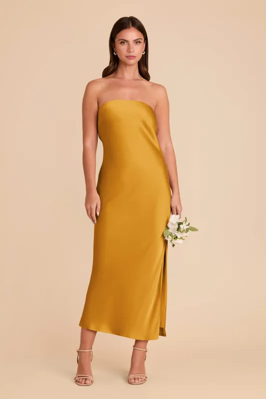 Isla Matte Satin Dress - Butterscotch sold by Birdy Grey