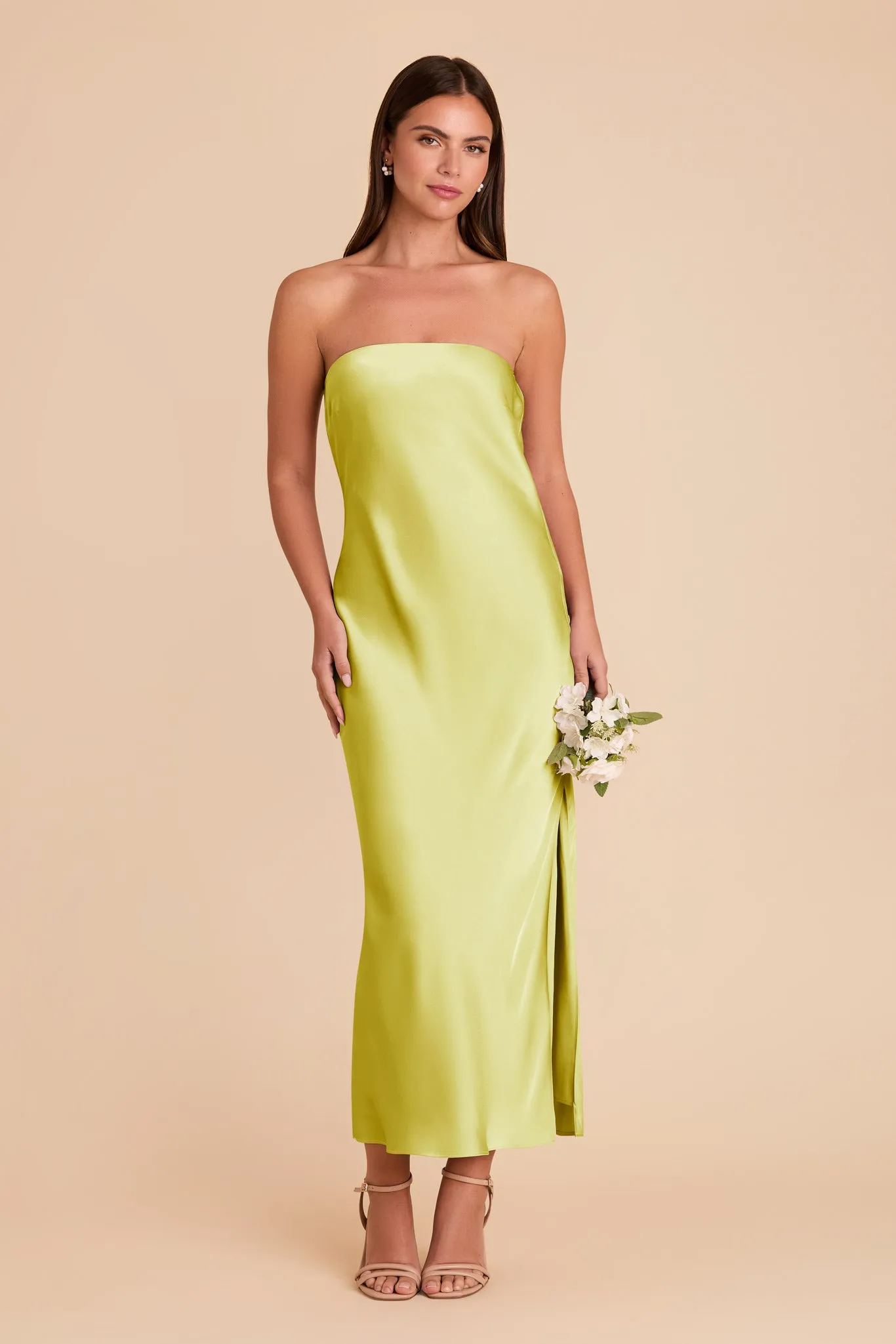 Isla Matte Satin Dress - Chartreuse sold by Birdy Grey product image thumbnail 3