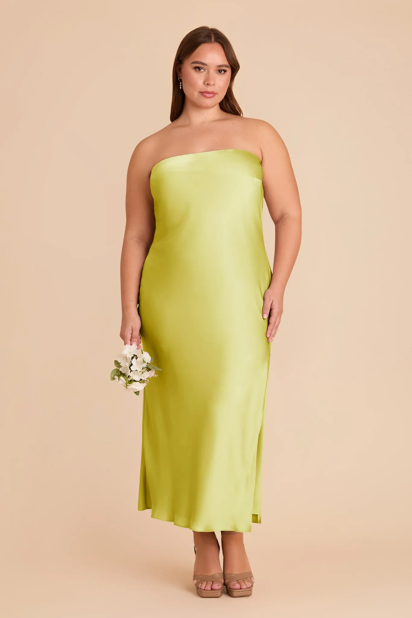 Isla Matte Satin Dress - Chartreuse sold by Birdy Grey product image thumbnail 2