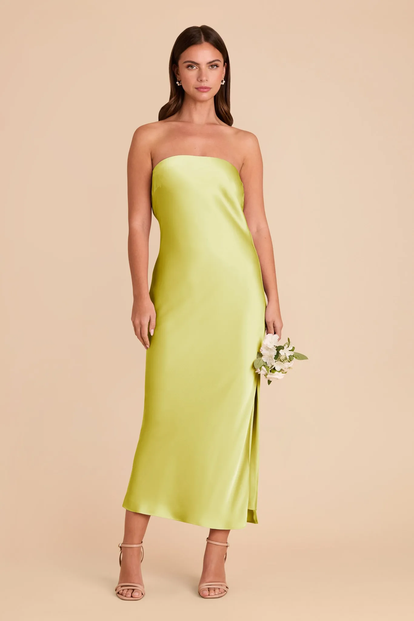 Isla Matte Satin Dress - Chartreuse sold by Birdy Grey
