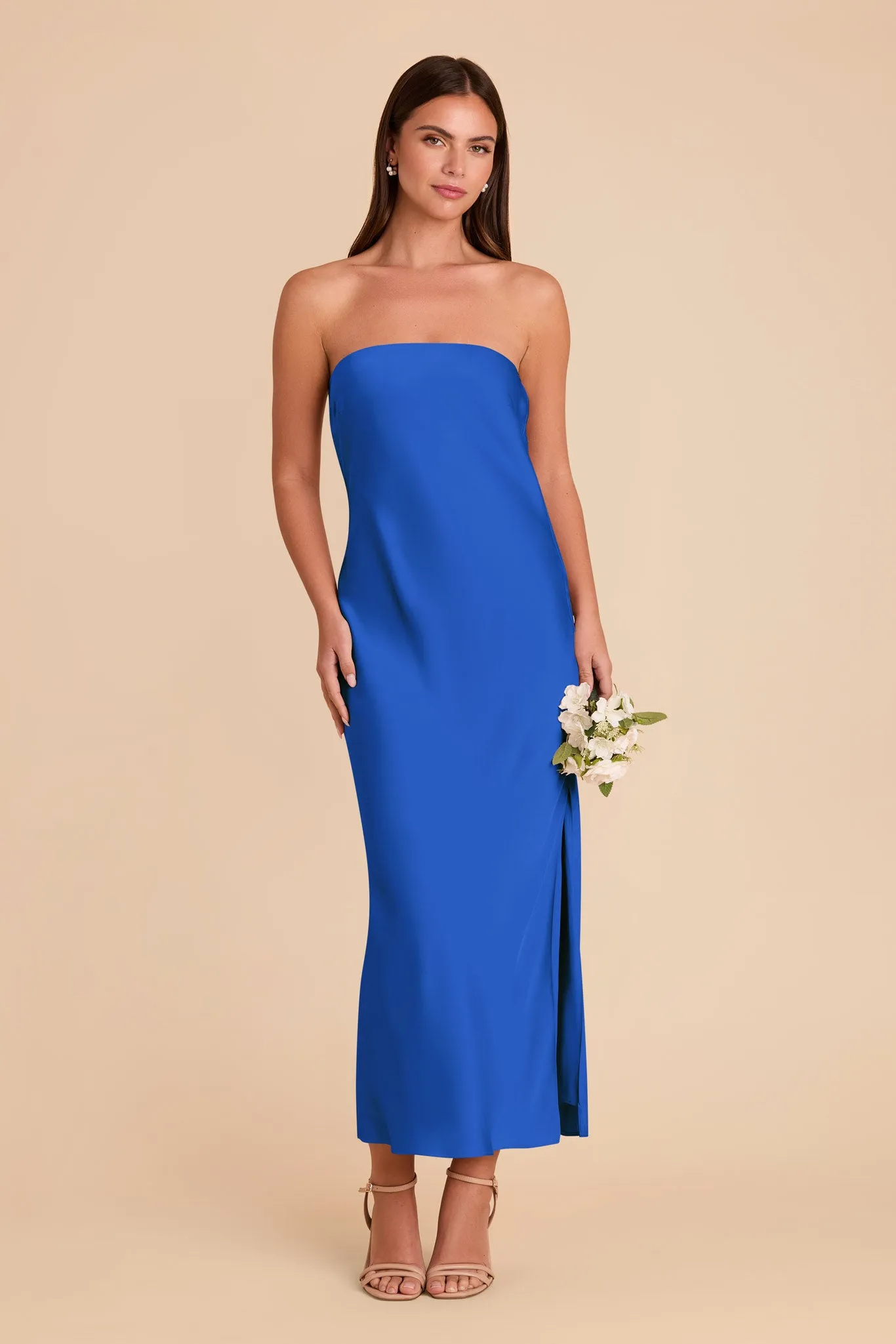 Isla Matte Satin Dress - Cobalt Blue sold by Birdy Grey