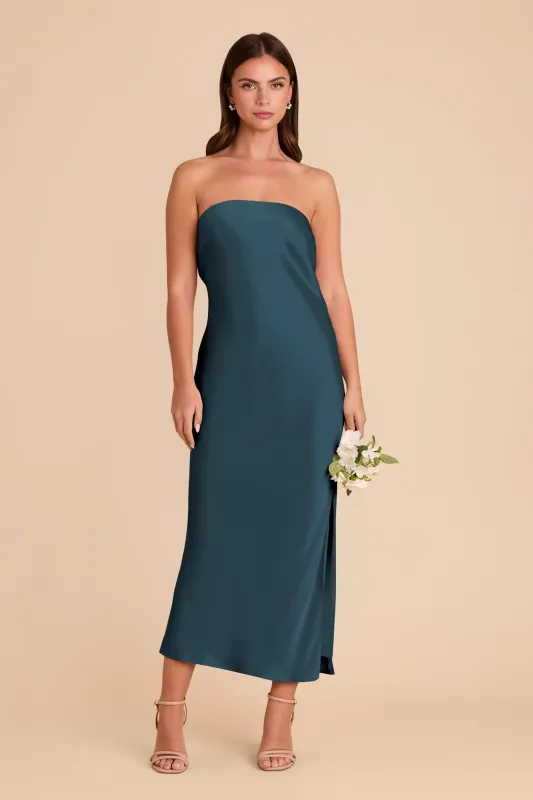 Isla Matte Satin Dress - Dark Teal sold by Birdy Grey