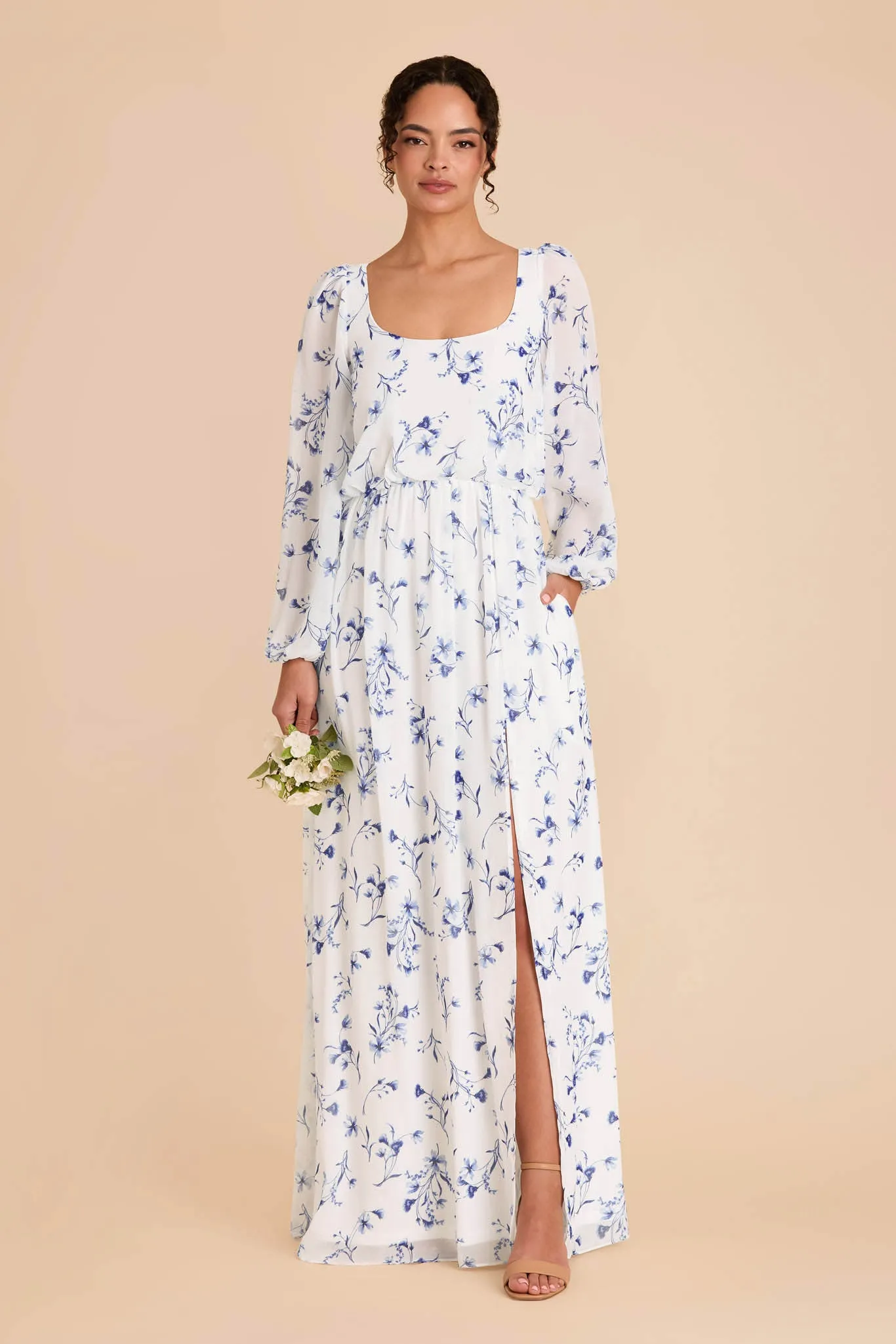 Eloise Chiffon Dress - Blue Le Fleur sold by Birdy Grey