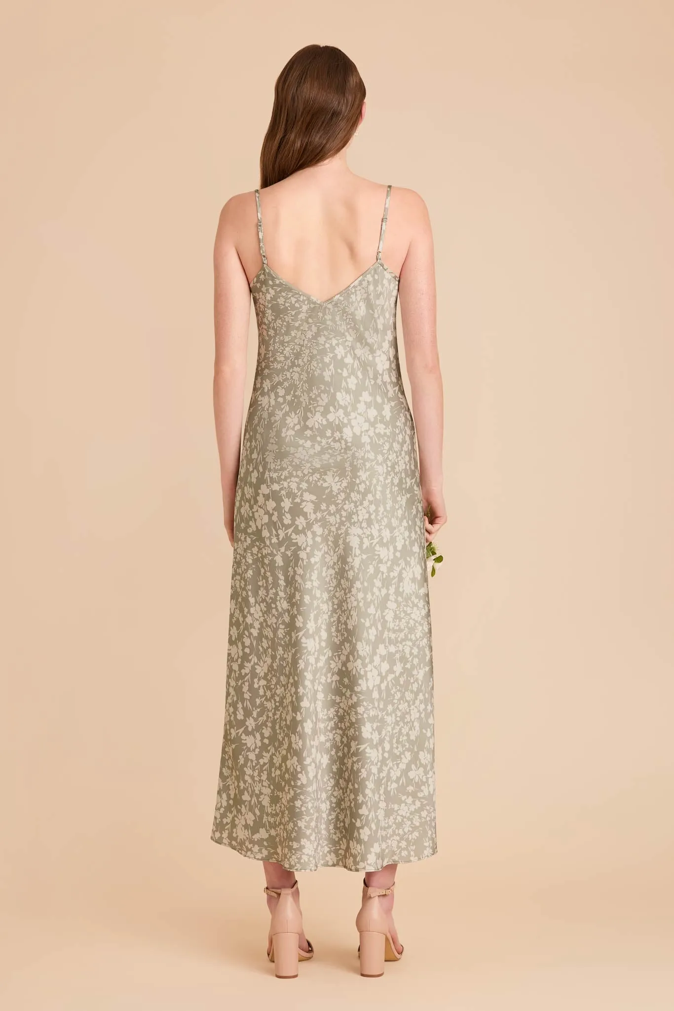 Alice Matte Satin Dress - Moss Green Dreamy Floral sold by Birdy Grey product image thumbnail 4