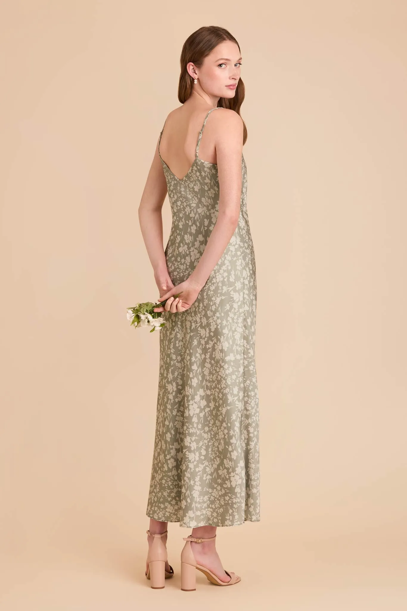 Alice Matte Satin Dress - Moss Green Dreamy Floral sold by Birdy Grey product image thumbnail 3