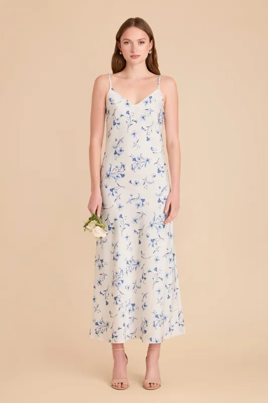Alice Matte Satin Dress - Blue Le Fleur sold by Birdy Grey