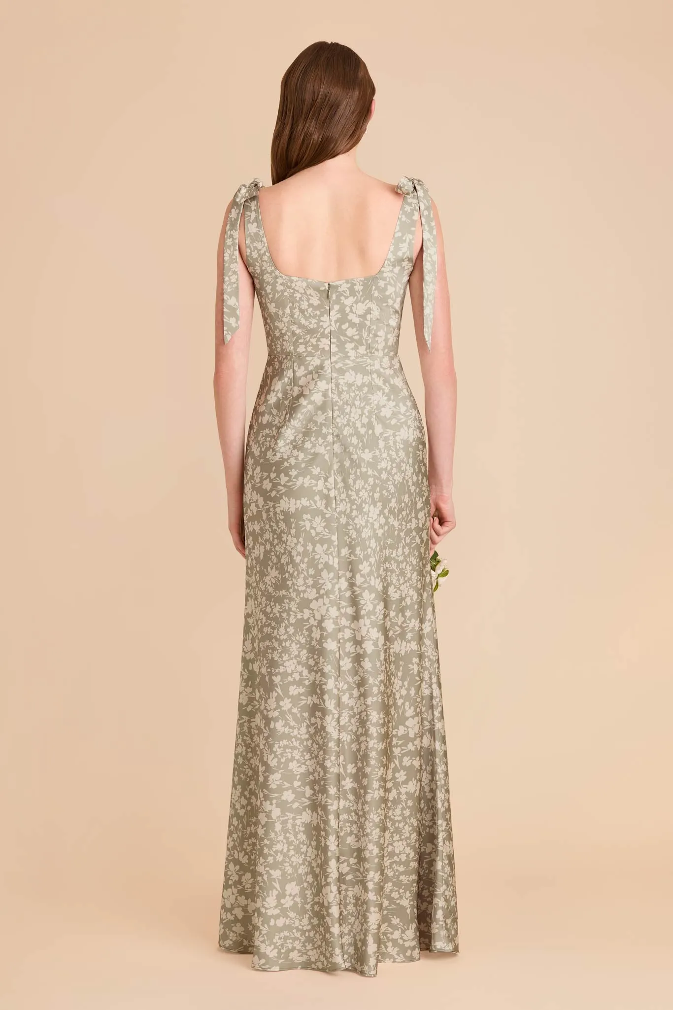 Alex Convertible Dress Matte Satin - Moss Green Dreamy Floral sold by Birdy Grey product image thumbnail 5