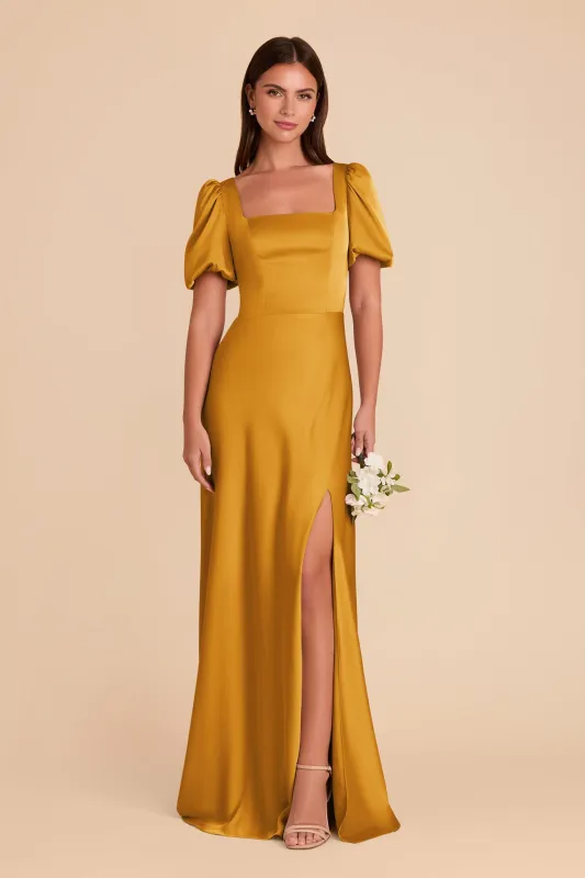 Judy Matte Satin Dress - Butterscotch sold by Birdy Grey