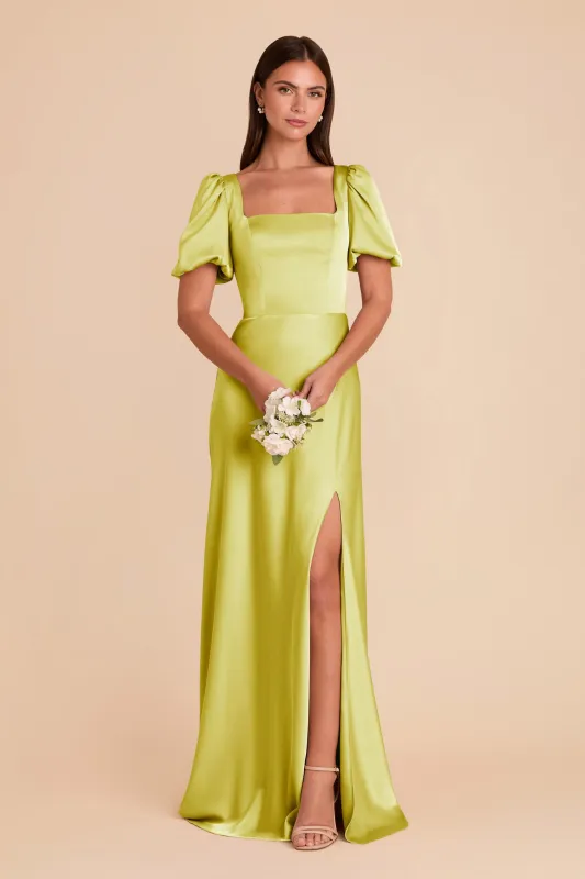 Judy Matte Satin Dress - Chartreuse sold by Birdy Grey