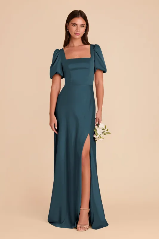 Judy Matte Satin Dress - Dark Teal sold by Birdy Grey