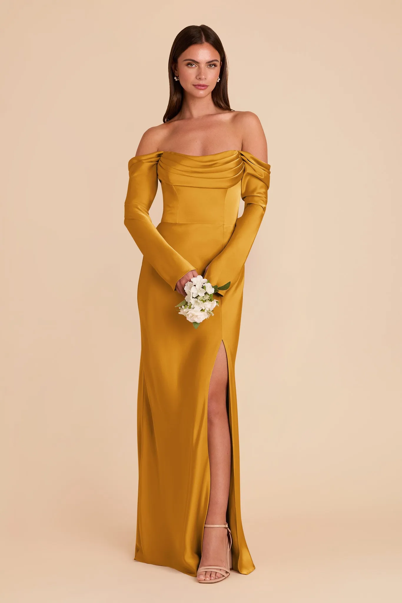 Maya Matte Satin Dress - Butterscotch sold by Birdy Grey product image thumbnail 3