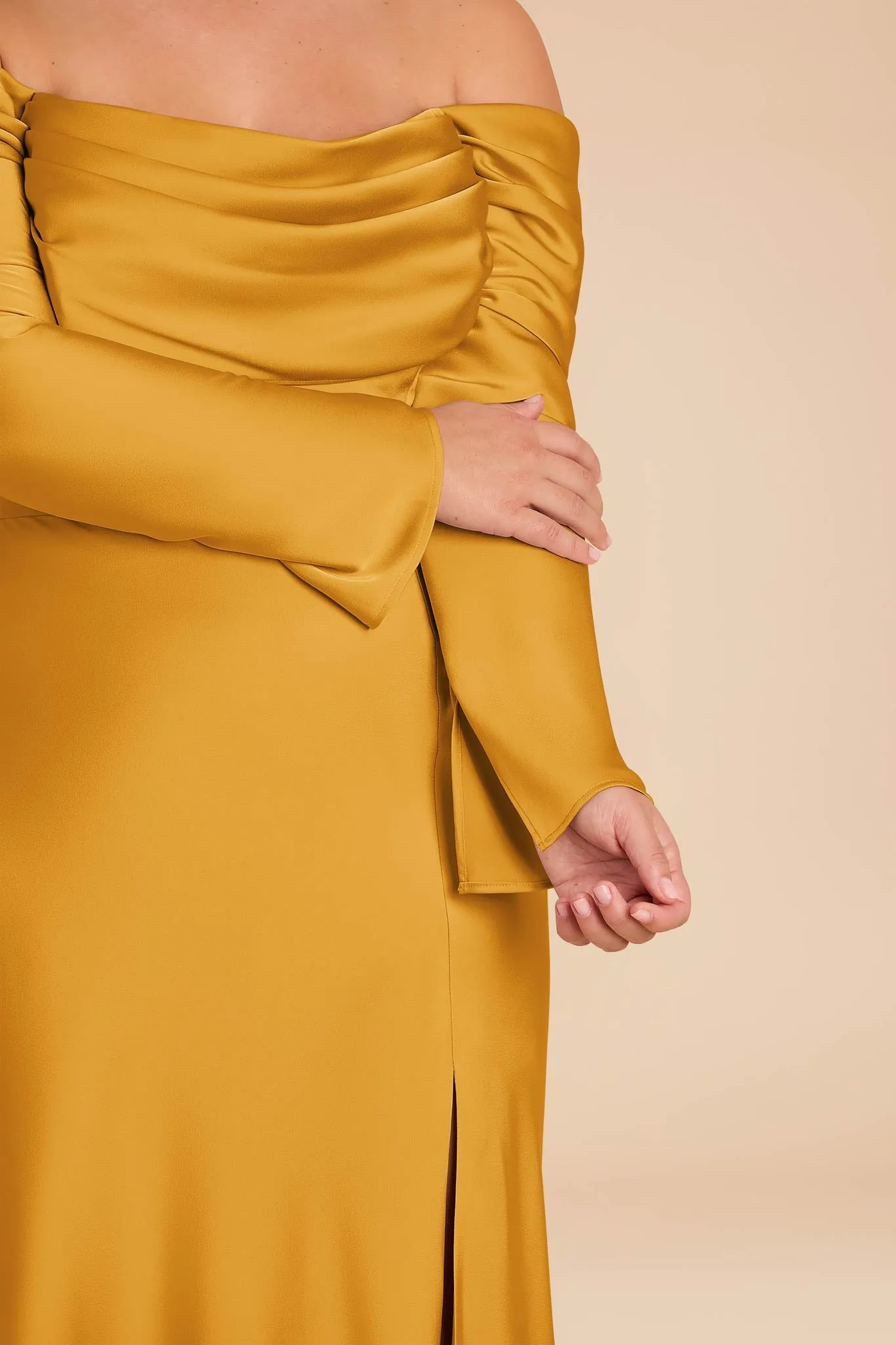 Maya Matte Satin Dress - Butterscotch sold by Birdy Grey product image thumbnail 4
