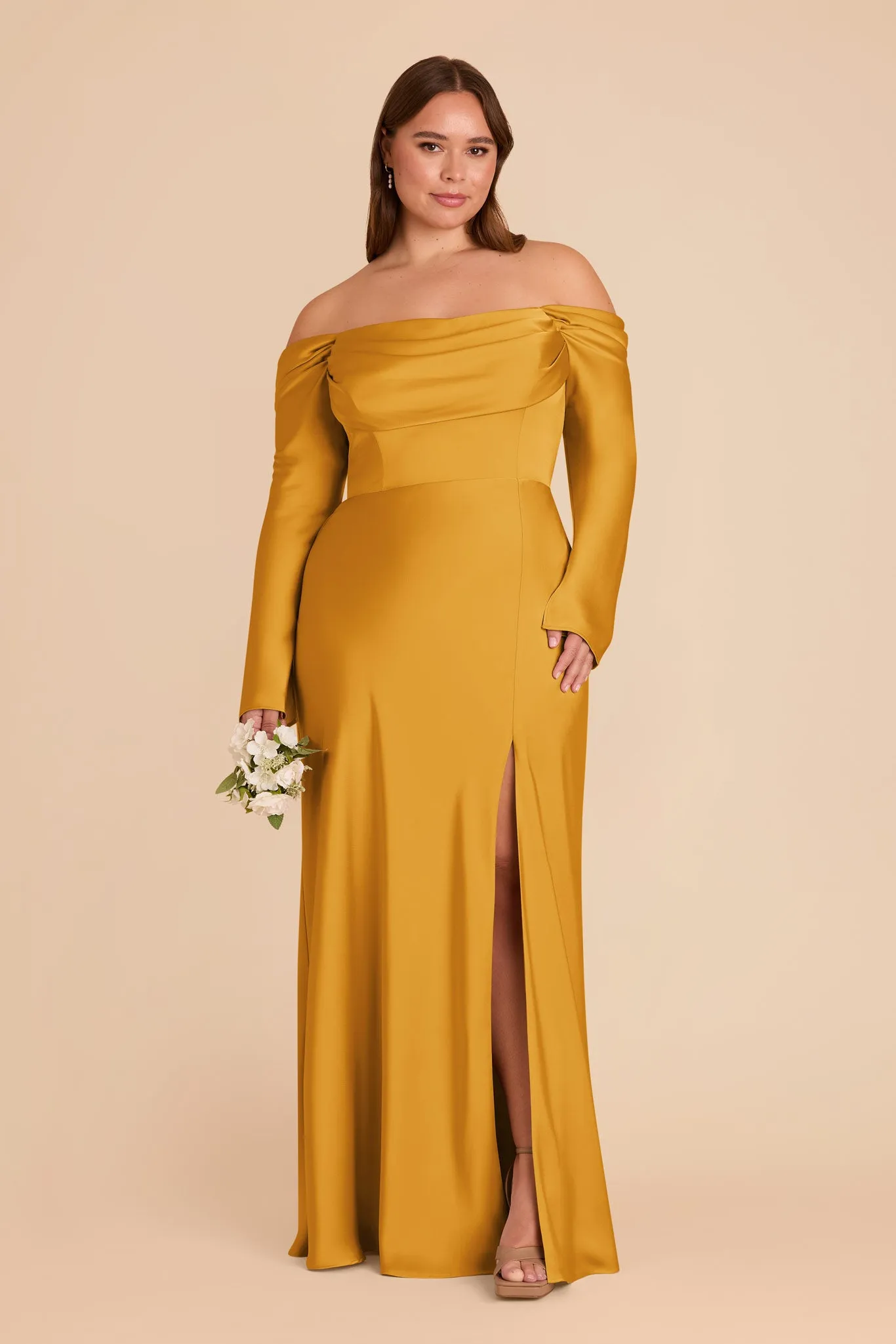 Maya Matte Satin Dress - Butterscotch sold by Birdy Grey product image thumbnail 2
