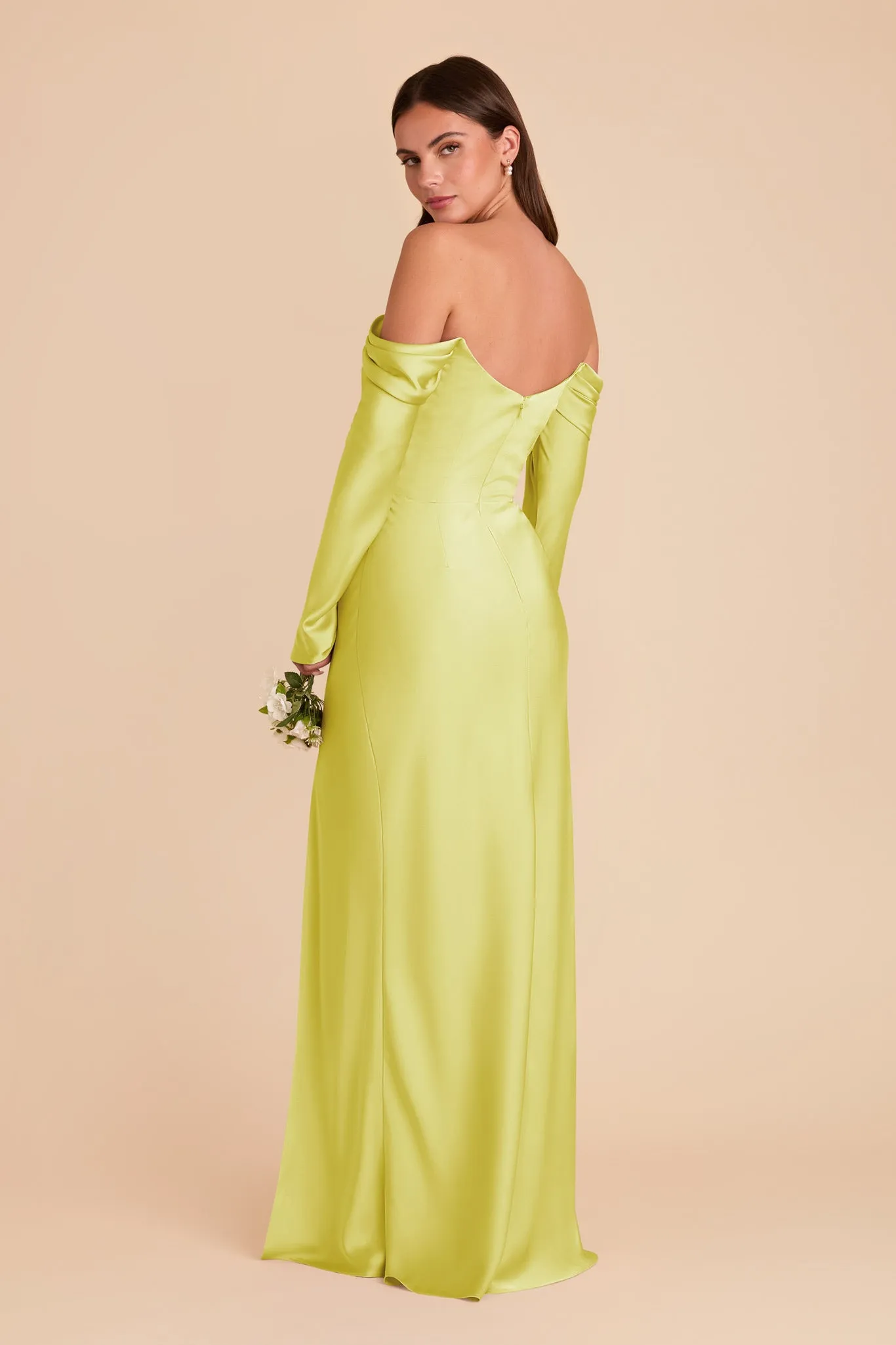 Maya Matte Satin Dress - Chartreuse sold by Birdy Grey product image thumbnail 5