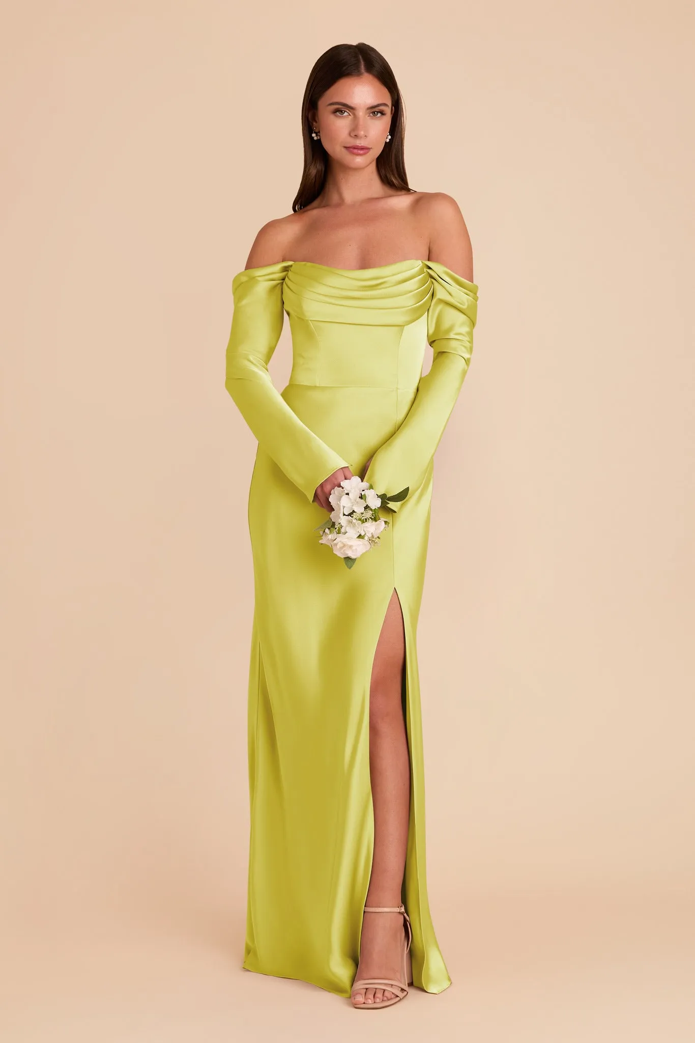 Maya Matte Satin Dress - Chartreuse sold by Birdy Grey product image thumbnail 3