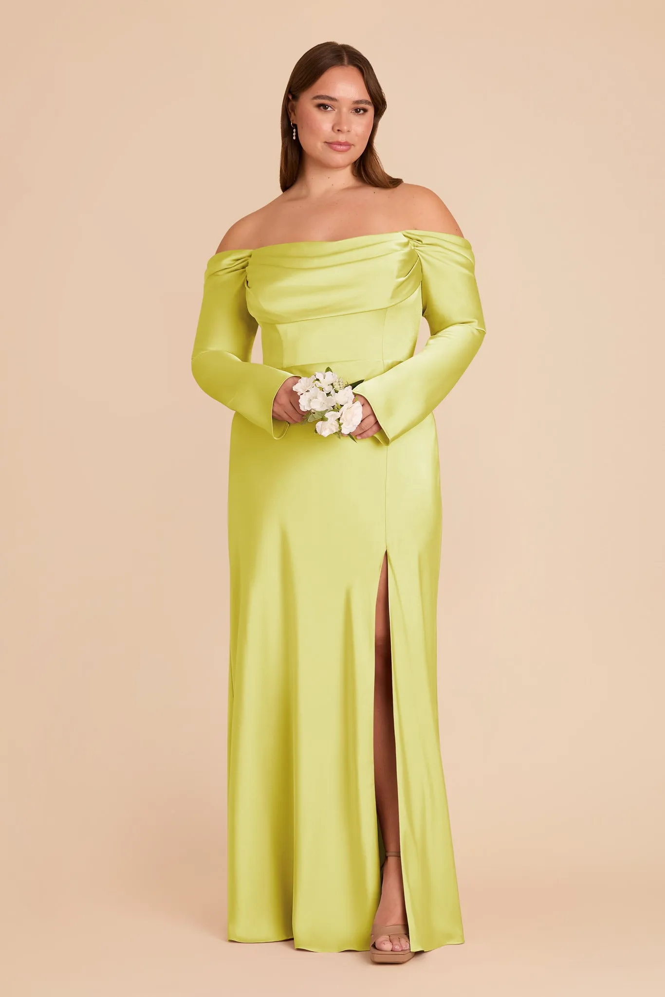 Maya Matte Satin Dress - Chartreuse sold by Birdy Grey product image thumbnail 2