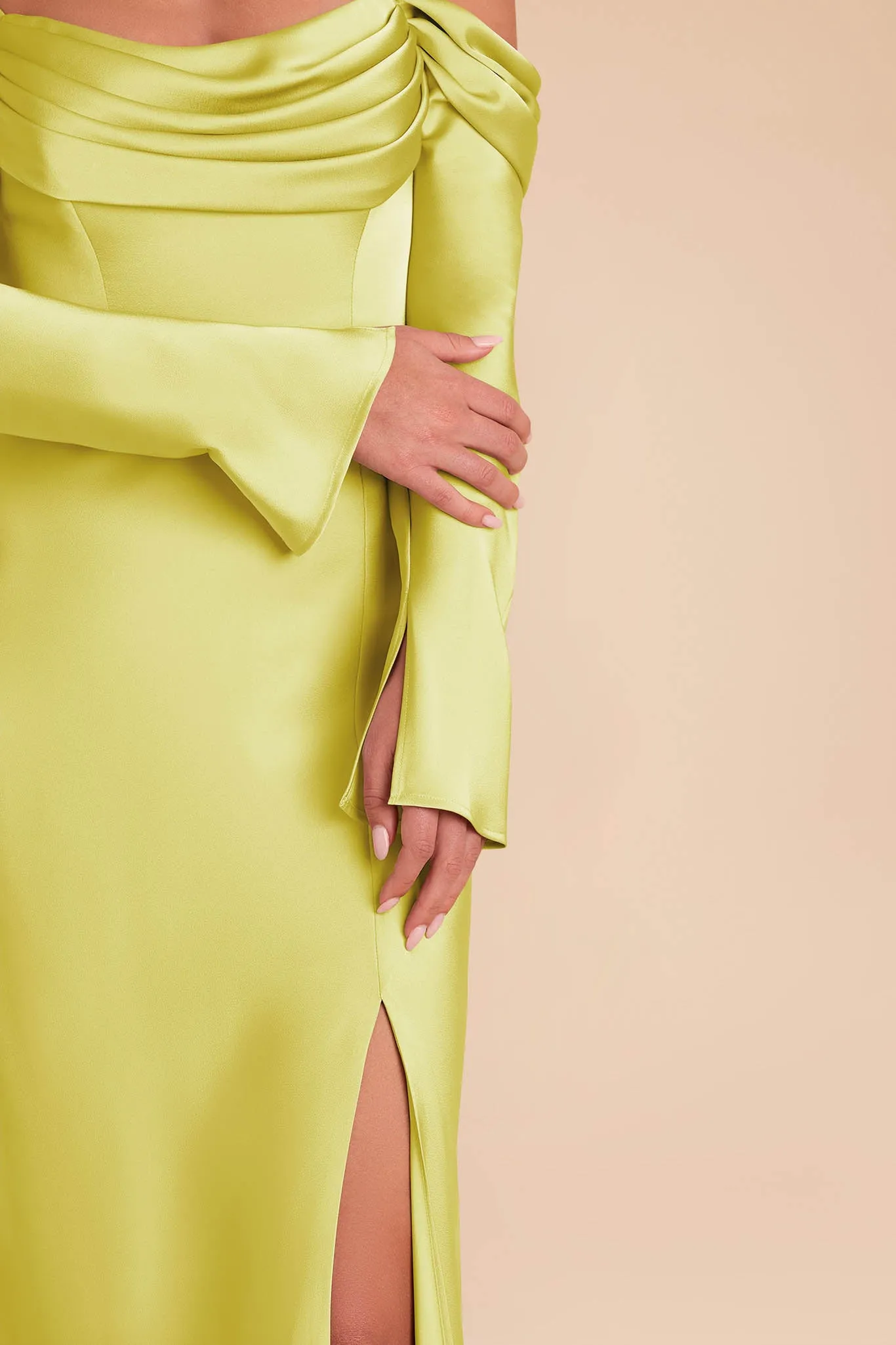 Maya Matte Satin Dress - Chartreuse sold by Birdy Grey product image thumbnail 4