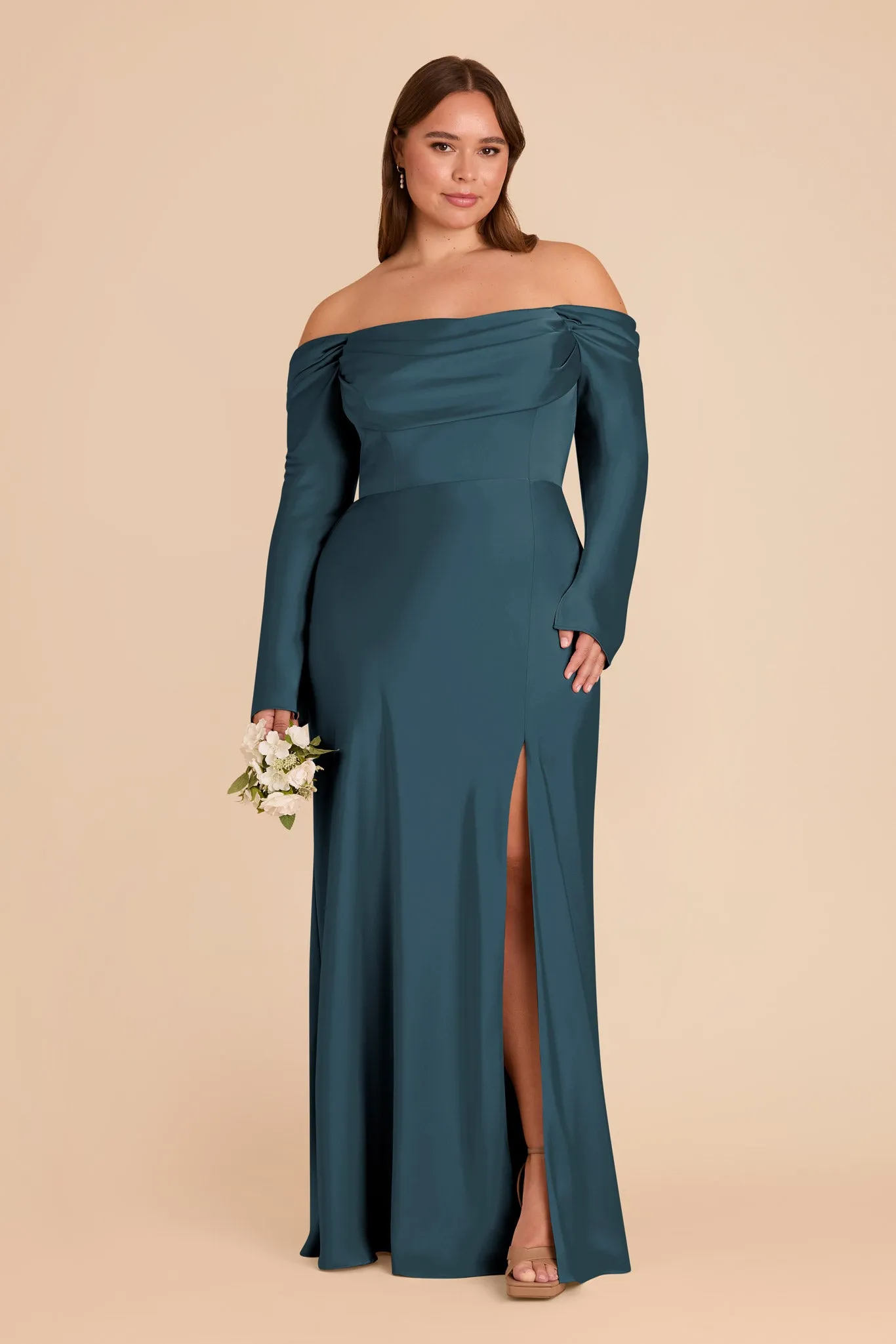 Maya Matte Satin Dress - Dark Teal sold by Birdy Grey product image thumbnail 2