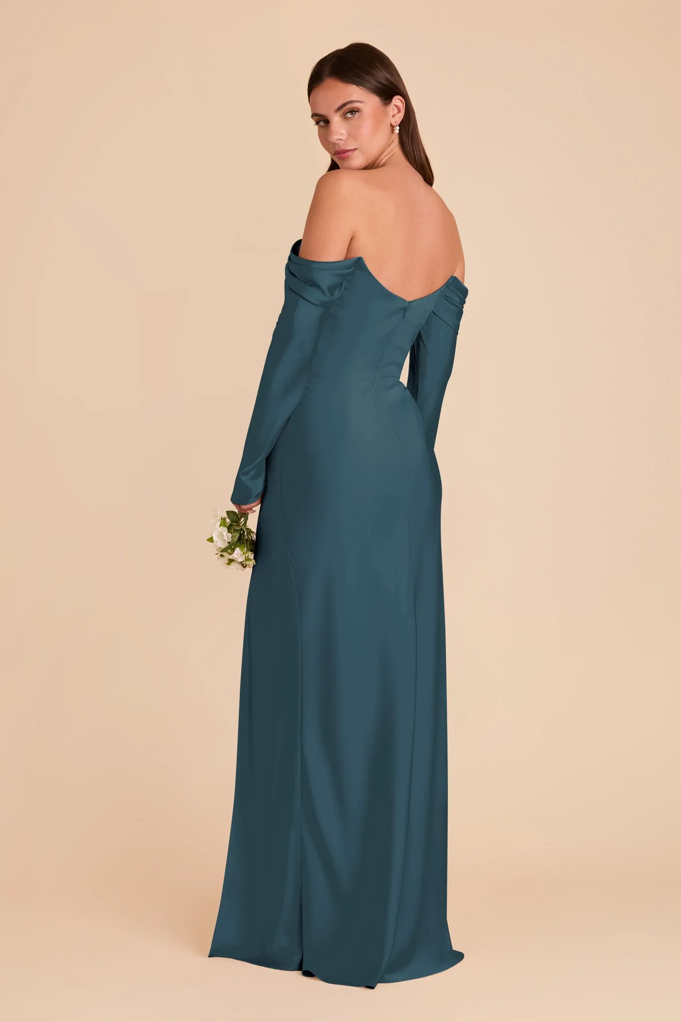 Maya Matte Satin Dress - Dark Teal sold by Birdy Grey product image thumbnail 5