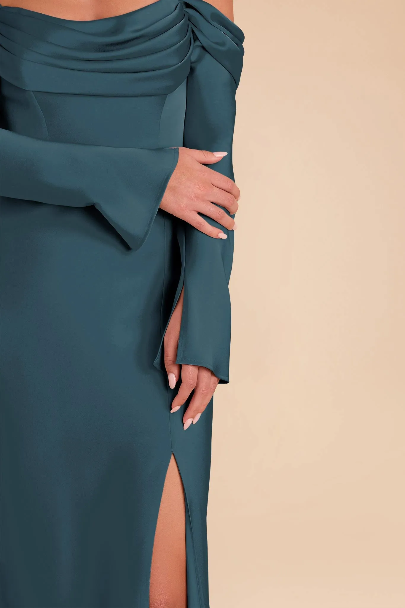 Maya Matte Satin Dress - Dark Teal sold by Birdy Grey product image thumbnail 4