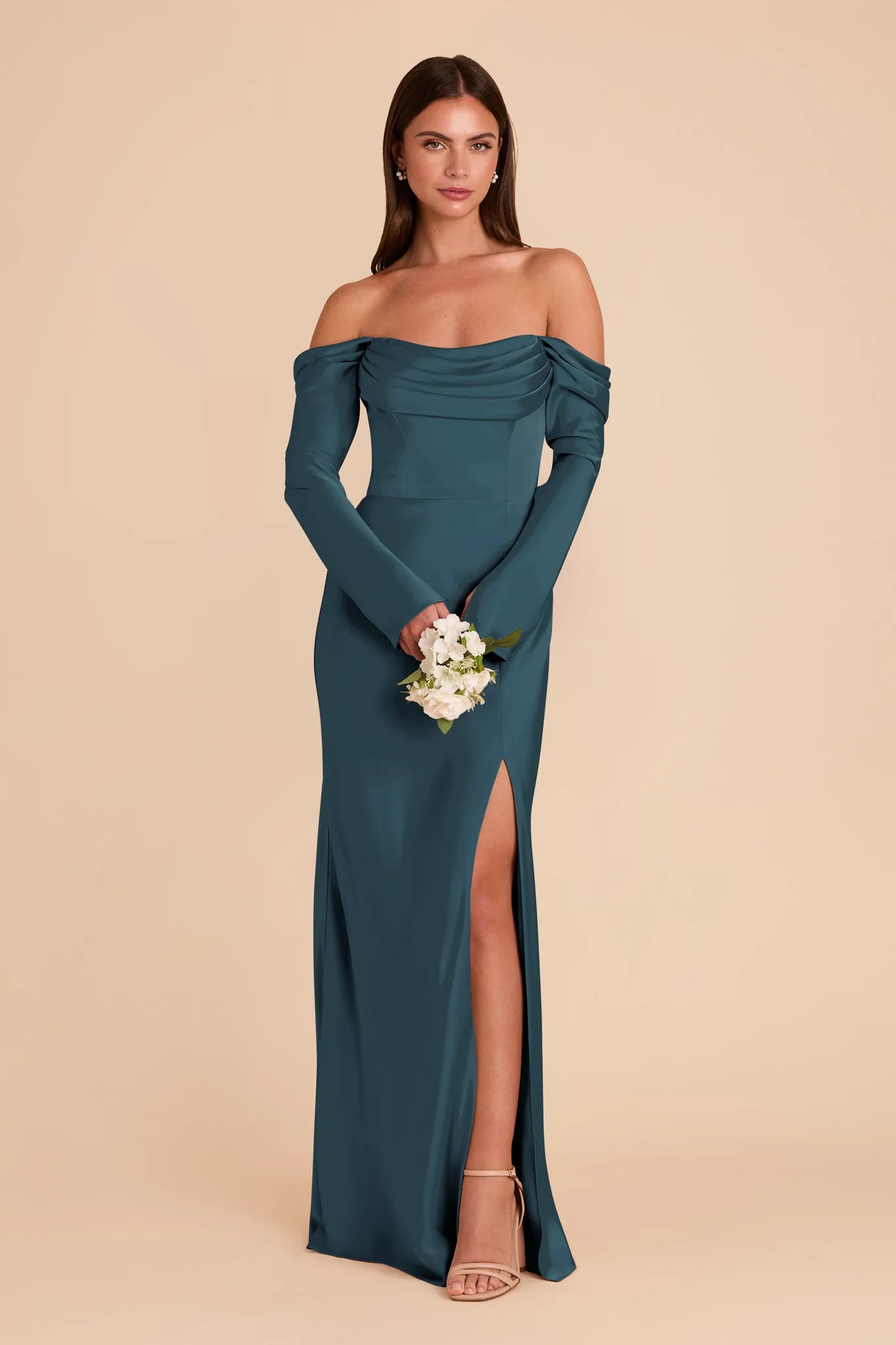 Maya Matte Satin Dress - Dark Teal sold by Birdy Grey product image thumbnail 3