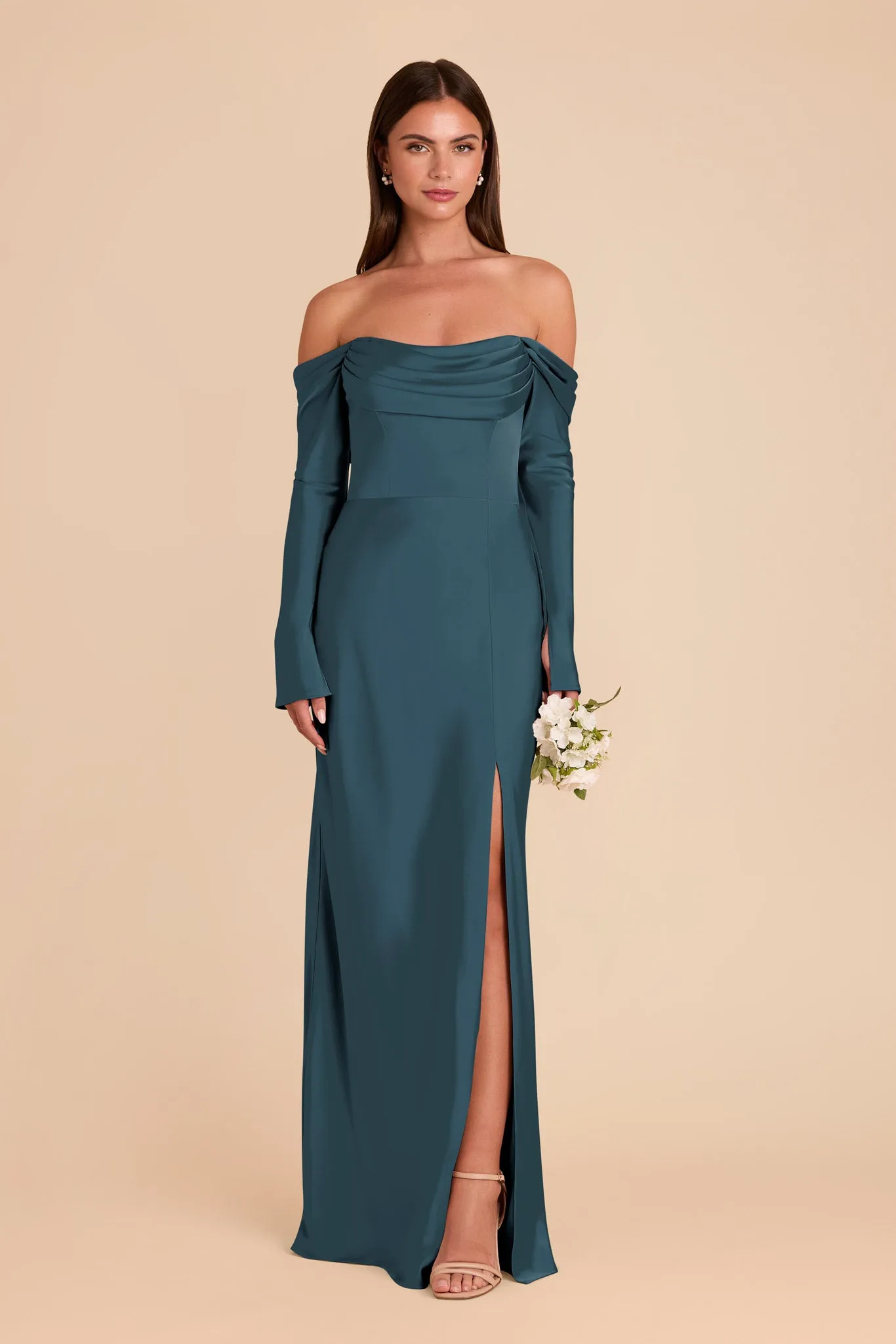 Maya Matte Satin Dress - Dark Teal sold by Birdy Grey