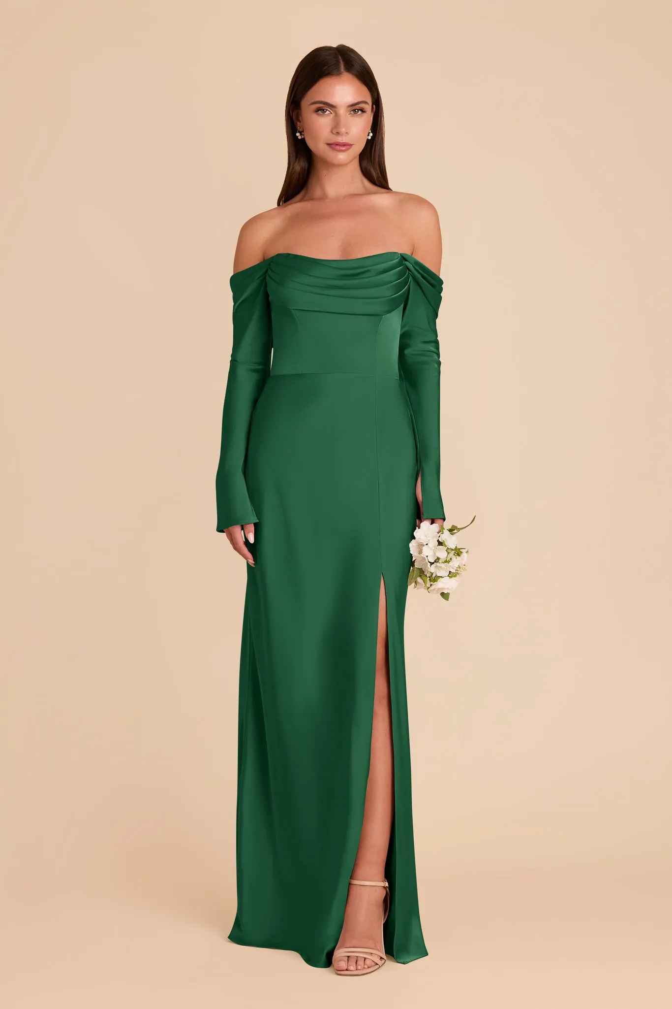Maya Matte Satin Dress - Forest Green sold by Birdy Grey