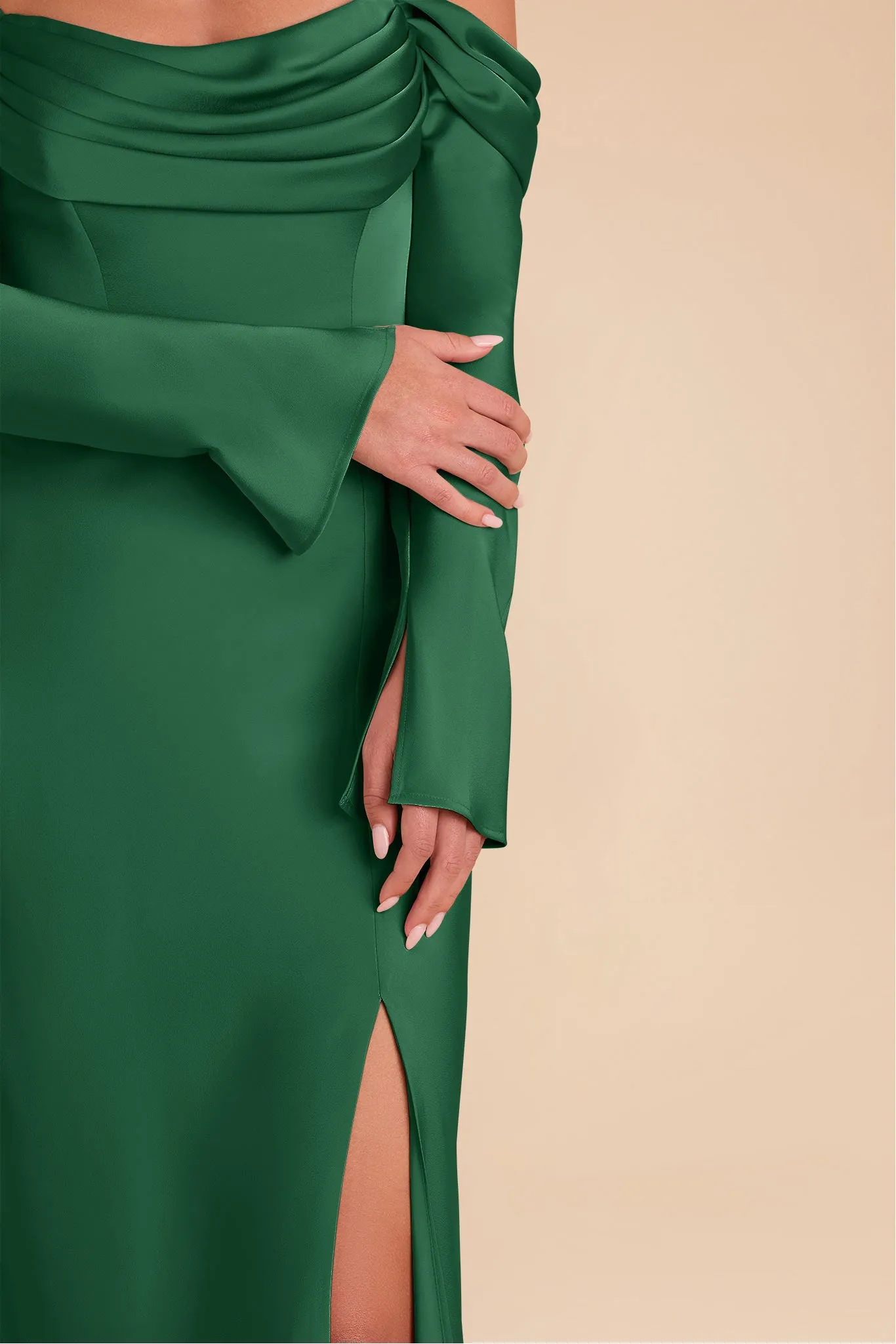 Maya Matte Satin Dress - Forest Green sold by Birdy Grey product image thumbnail 4