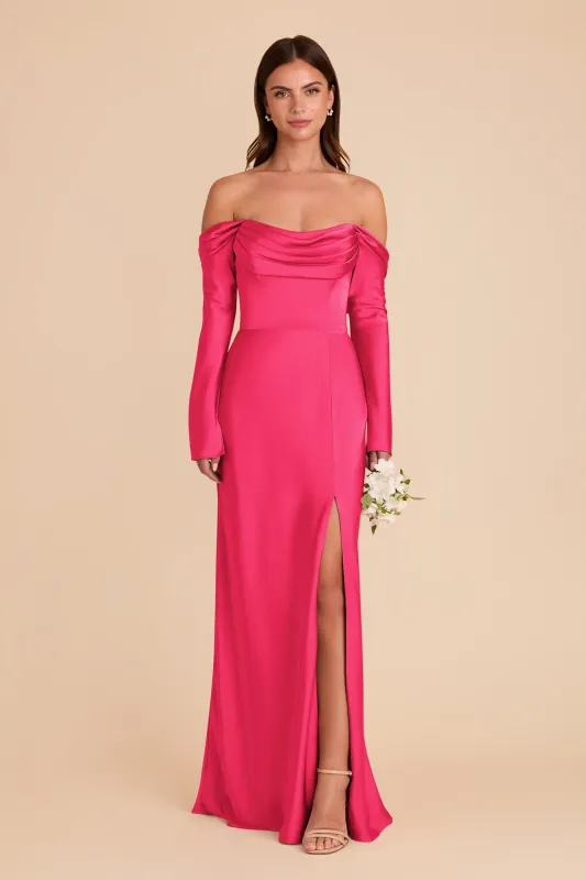 Maya Matte Satin Dress - Fuchsia sold by Birdy Grey