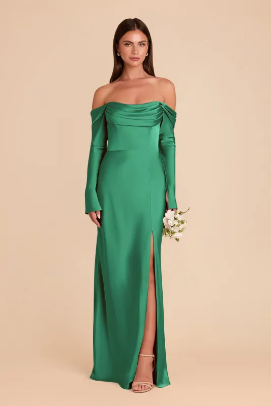 Maya Matte Satin Dress - Kelly Green sold by Birdy Grey