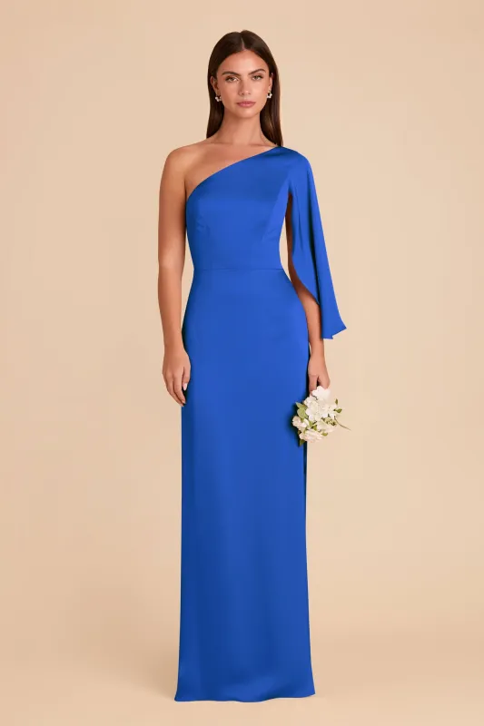 Christine Matte Satin Dress - Cobalt Blue sold by Birdy Grey